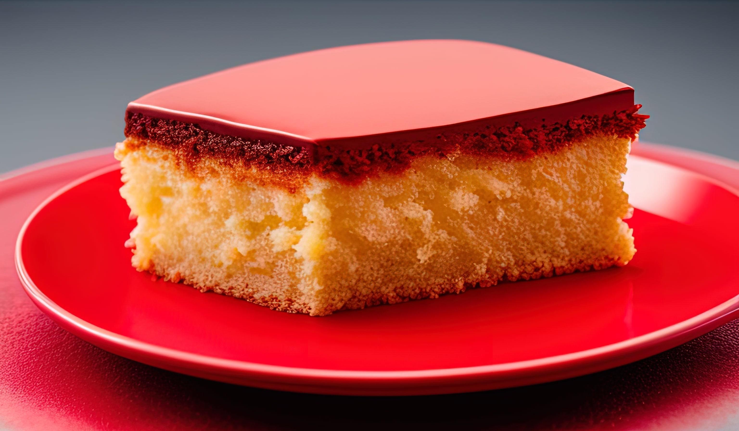 professional food photography of a piece of cake sitting on top of a red plate Stock Free