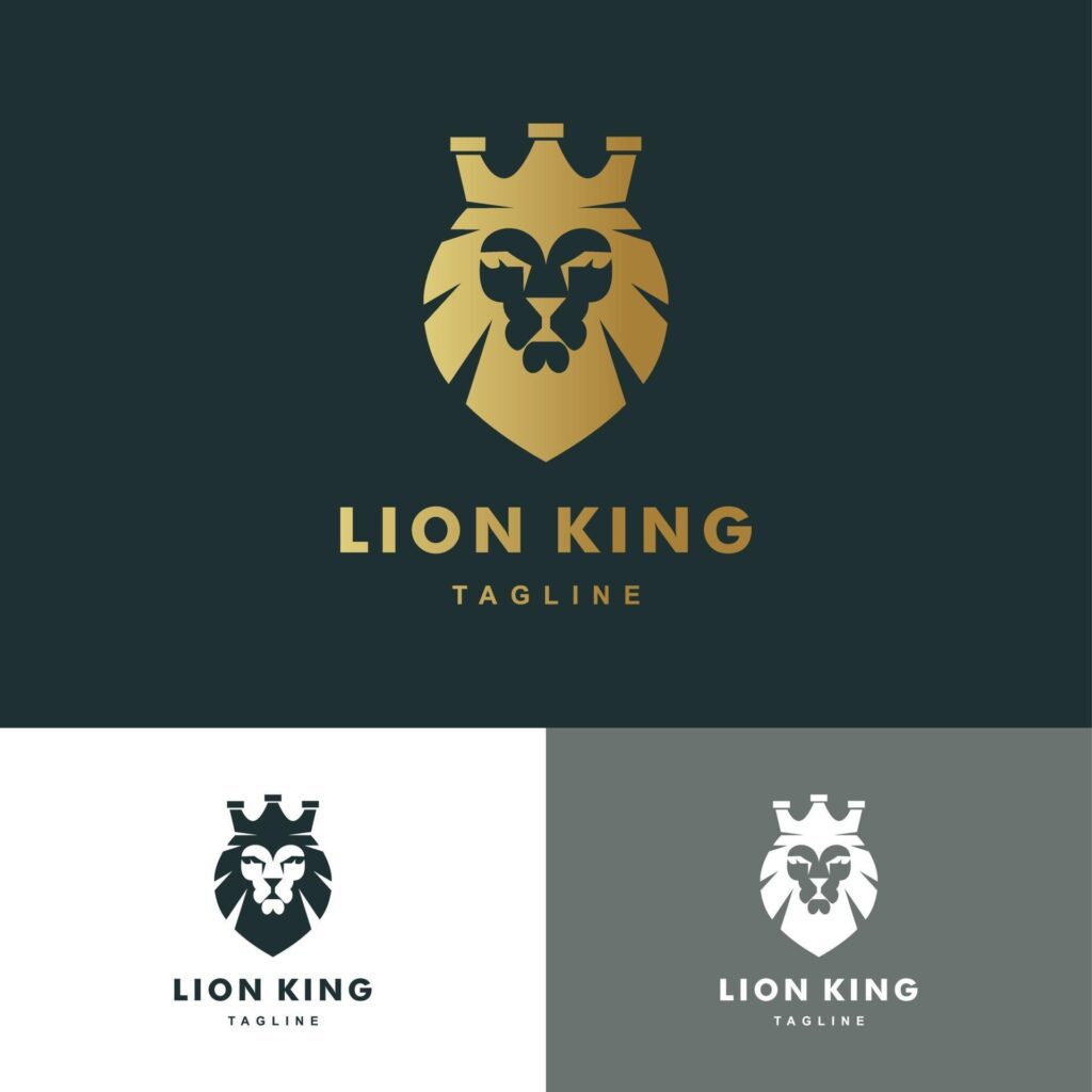 Mascot lion logo with gold color, icon set Illustration Vector Graphic Stock Free