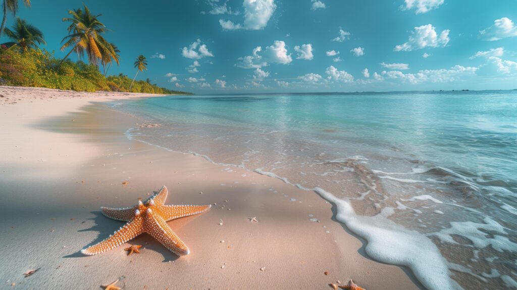 Starfish on Beach With Ocean Background Stock Free