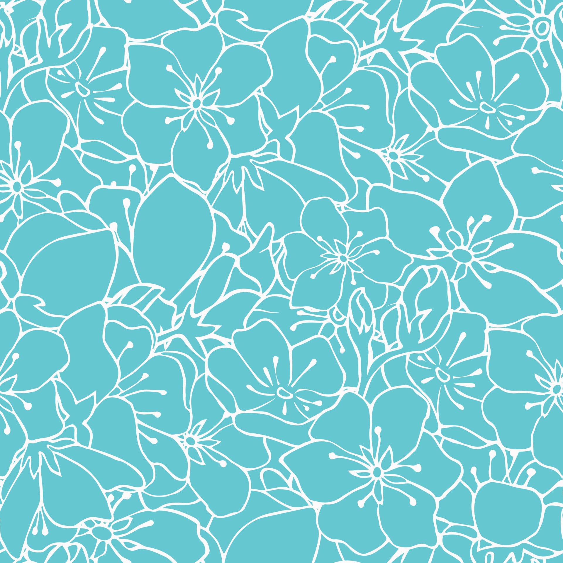 Seamless background with colors. Vector illustration. Stock vector. Floral print. Light blue background. White outline Free Vector