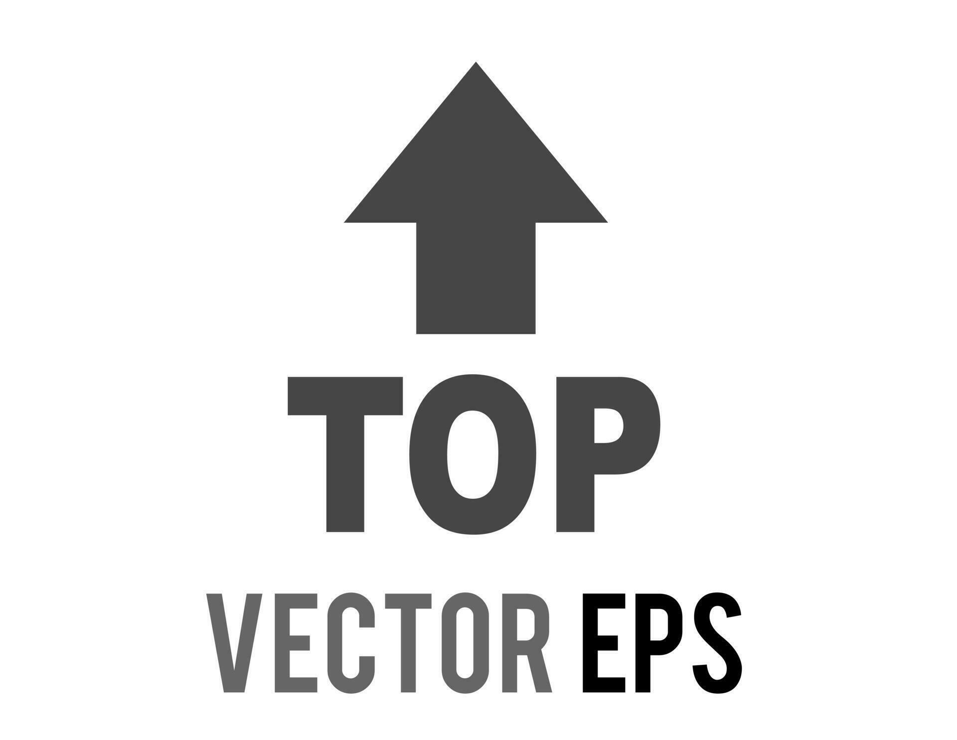 Vector word top with an arrow icon pointing up above it Stock Free