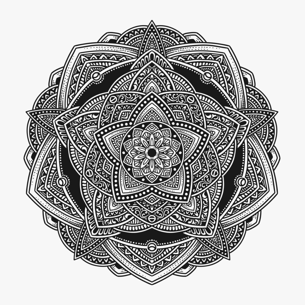 Beautiful floral pattern mandala art isolated on a black background – Eps 10 Free Vector