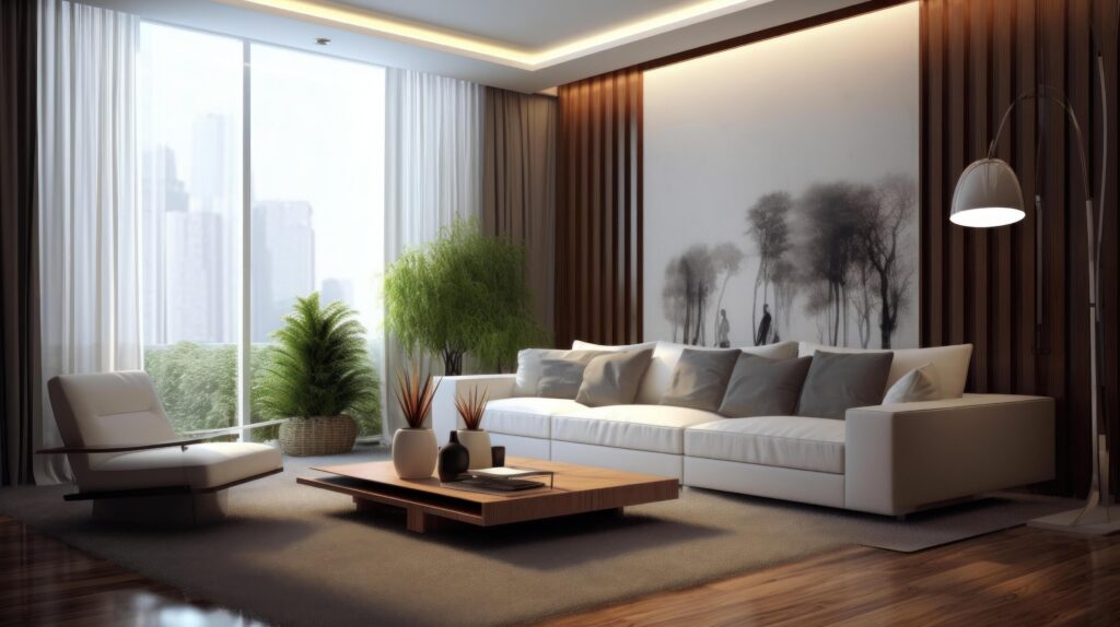 Modern interior of living room with sofa. Illustration Stock Free