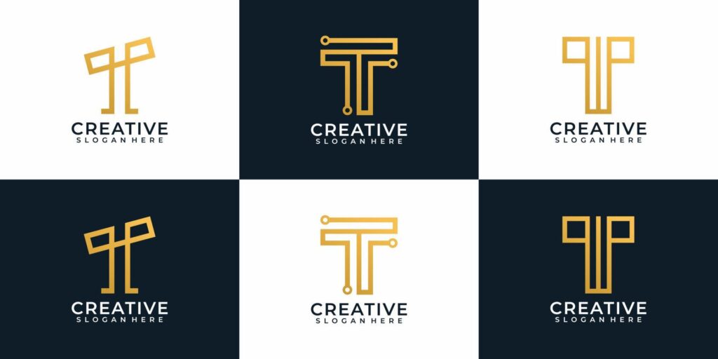 Digital elegant modern letter t logo design collection Stock Free and Free SVG