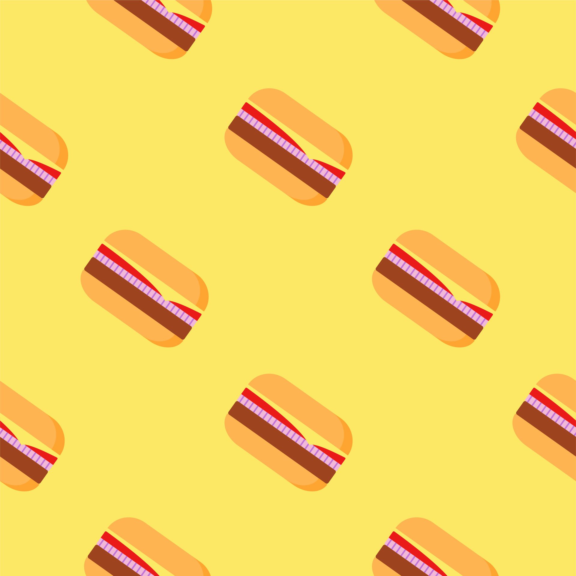 Hamburger seamless pattern. Burger flat design vector illustration Free Vector and Free SVG