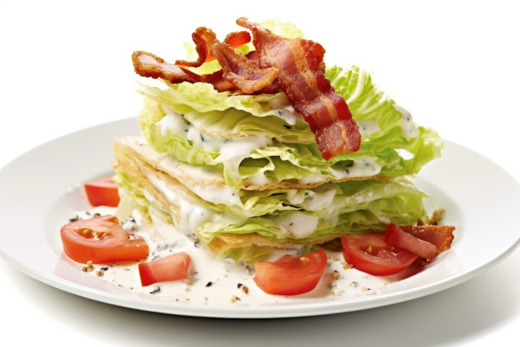 iceberg wedge salad white isolated background Food Photography AI Generated Stock Free