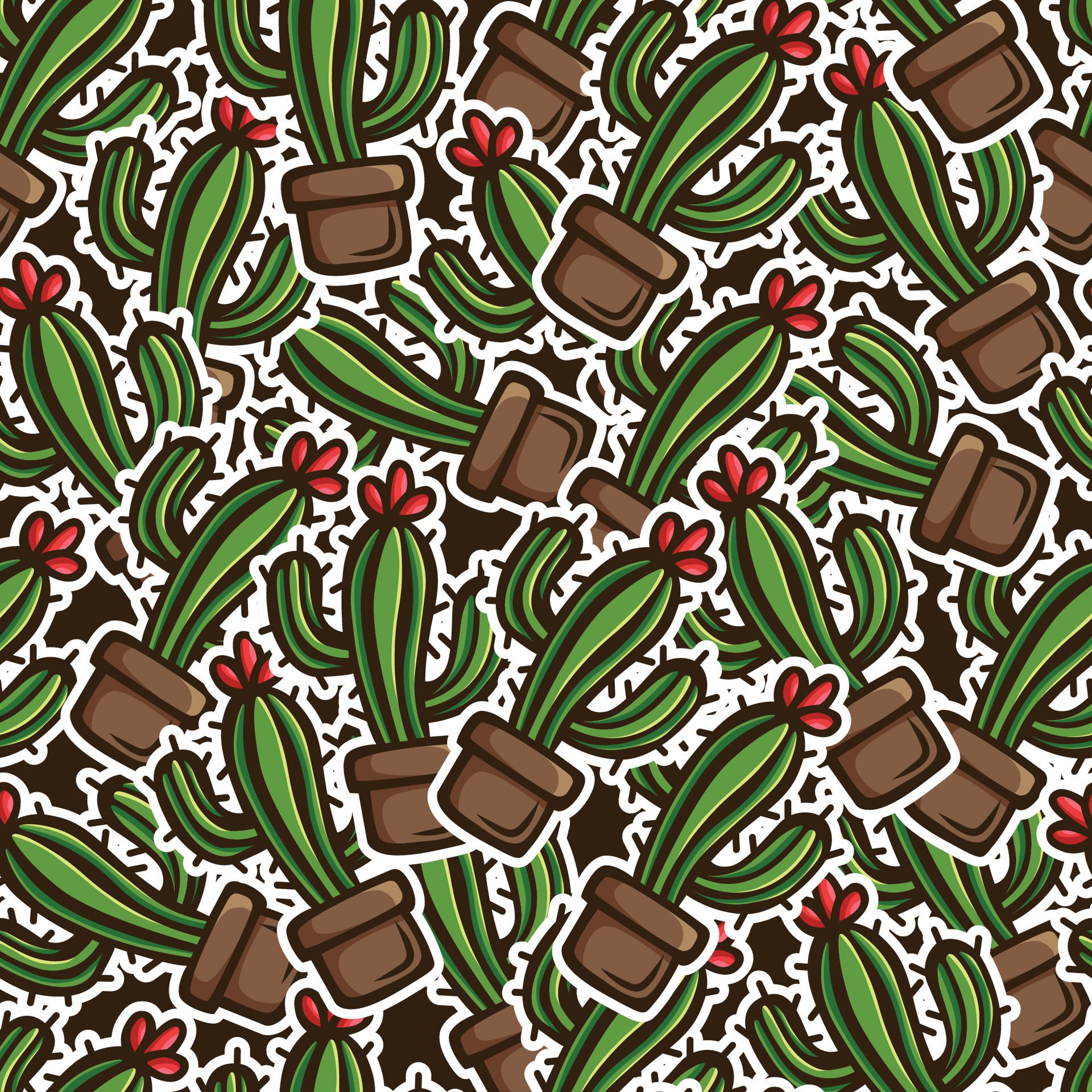 cactus doodle seamless pattern design Free Vector