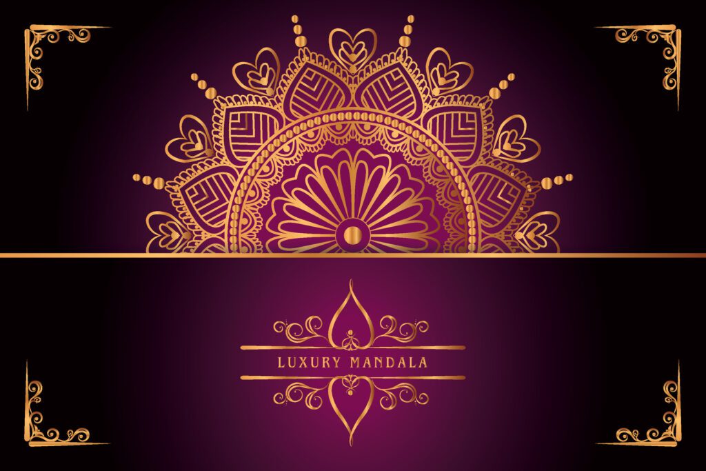 golden mandala design with gradients background Free Vector