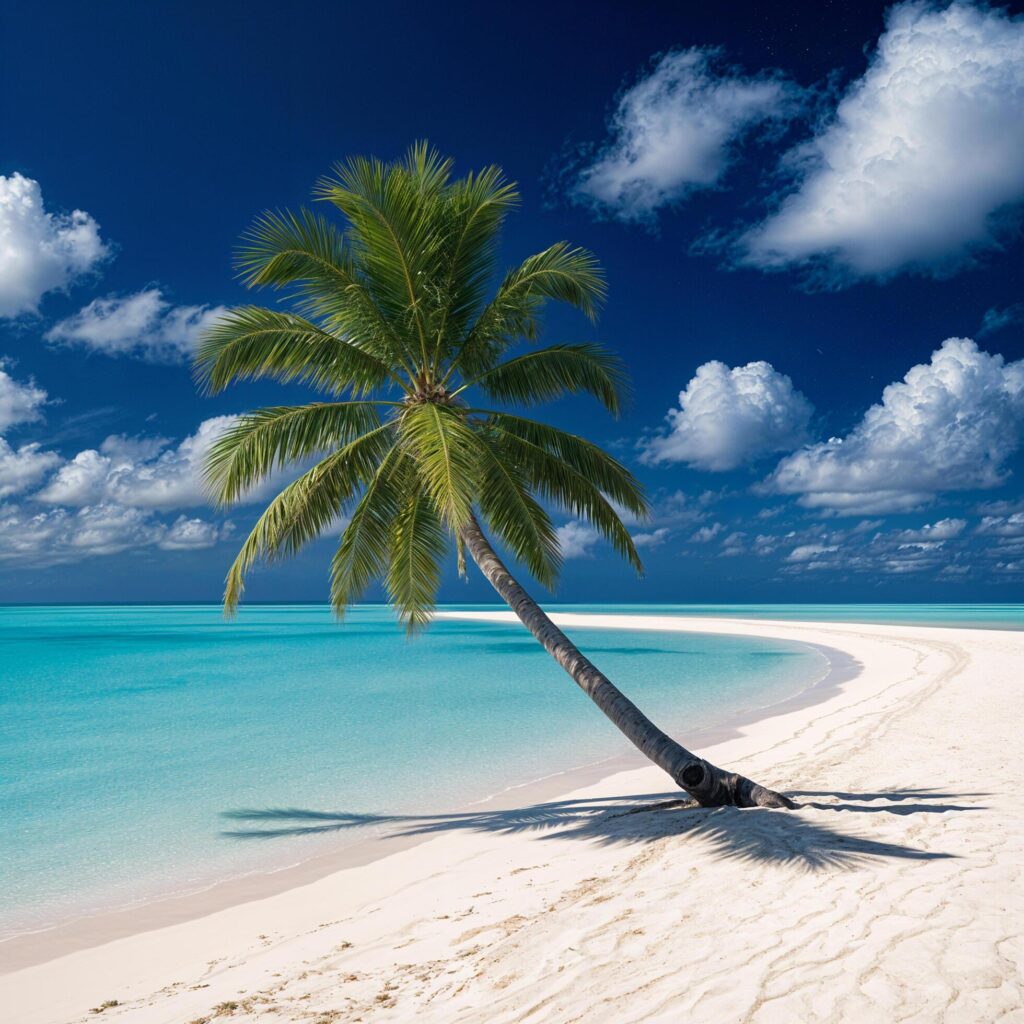 Beautiful tropical empty beach sea ocean with on blue sky background Stock Free