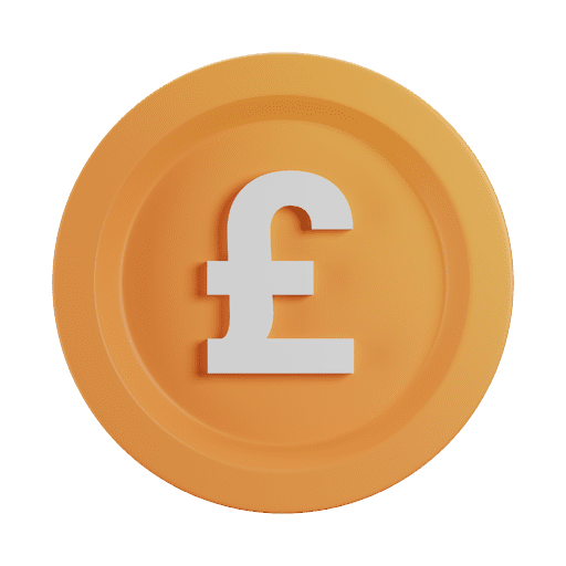 Pound, currency, coin 3D illustration