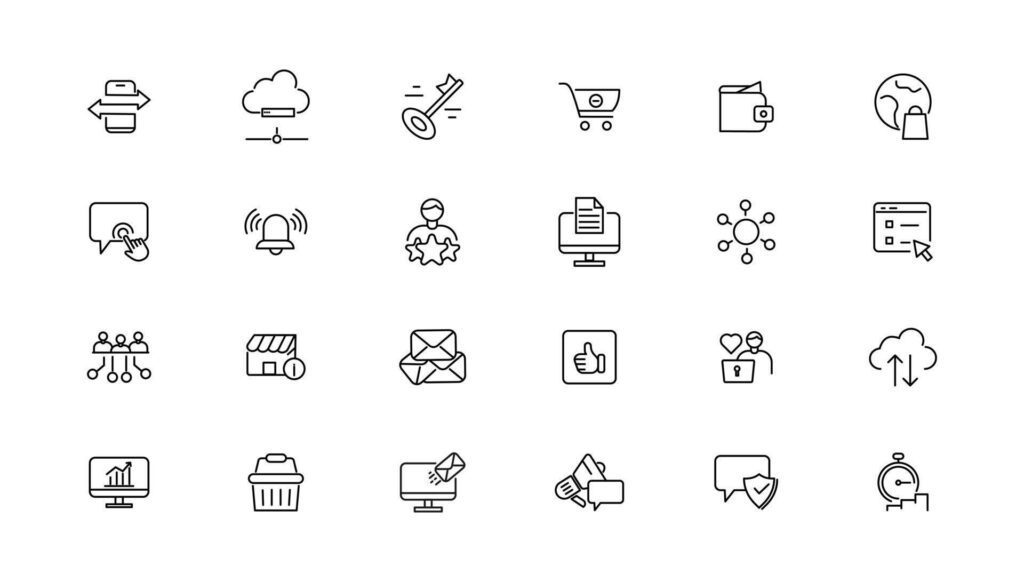 Digital business linear icons collection.Set of thin line web icon set, simple outline icons collection, Pixel Perfect icons,. Stock Free