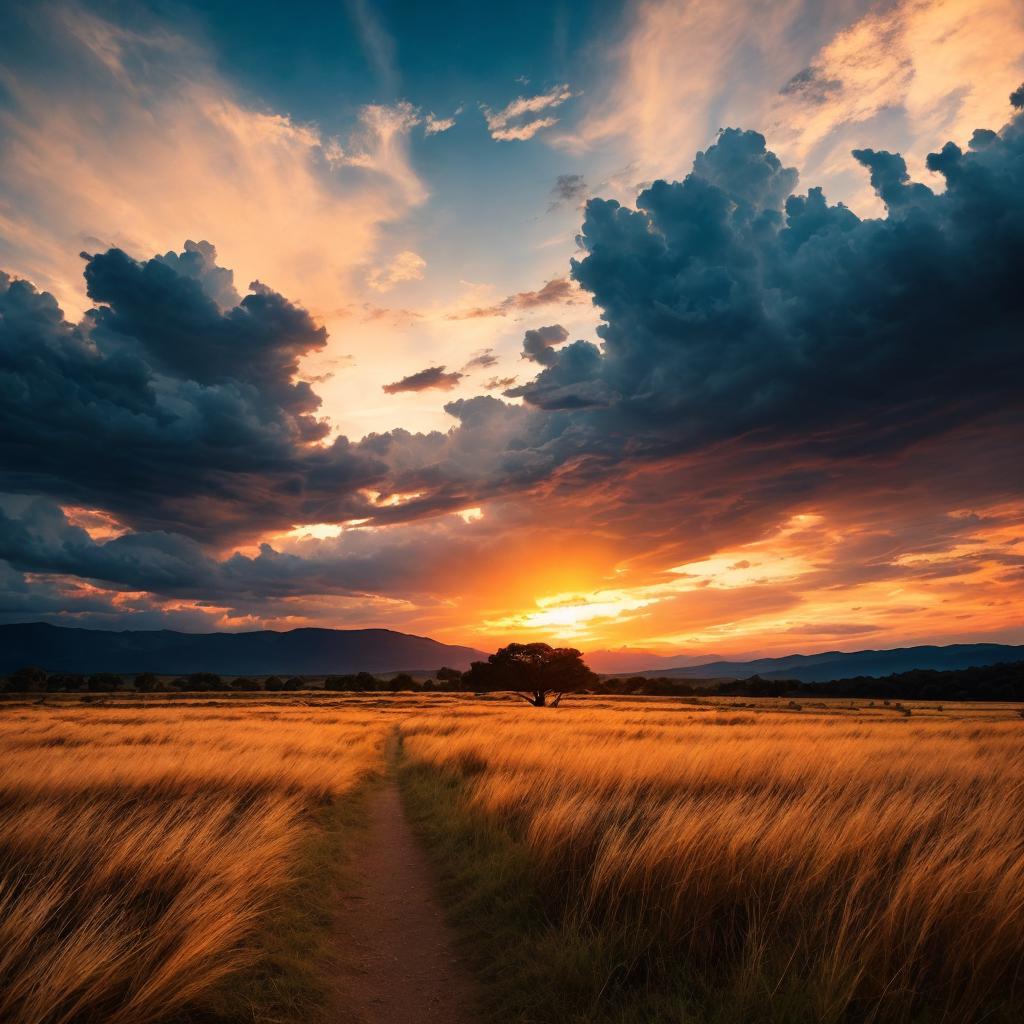 Sky, dramatic clouds, sunset by @ai_generated