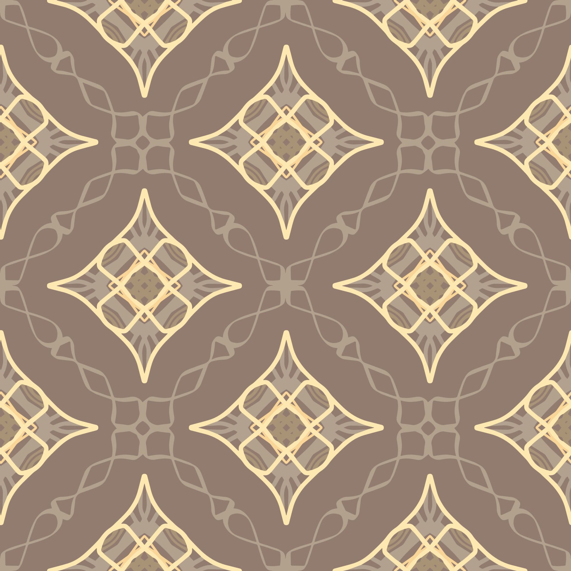 Symmetry Seamless Pattern. Beige and brown color. Luxury Style. Ideal for Fabric Garment, Ceramics, Wallpaper. Vector Illustration. Free Vector and Free SVG