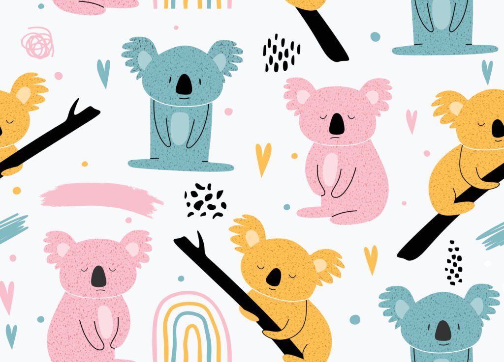 Seamless pattern with cute koala. Free Vector