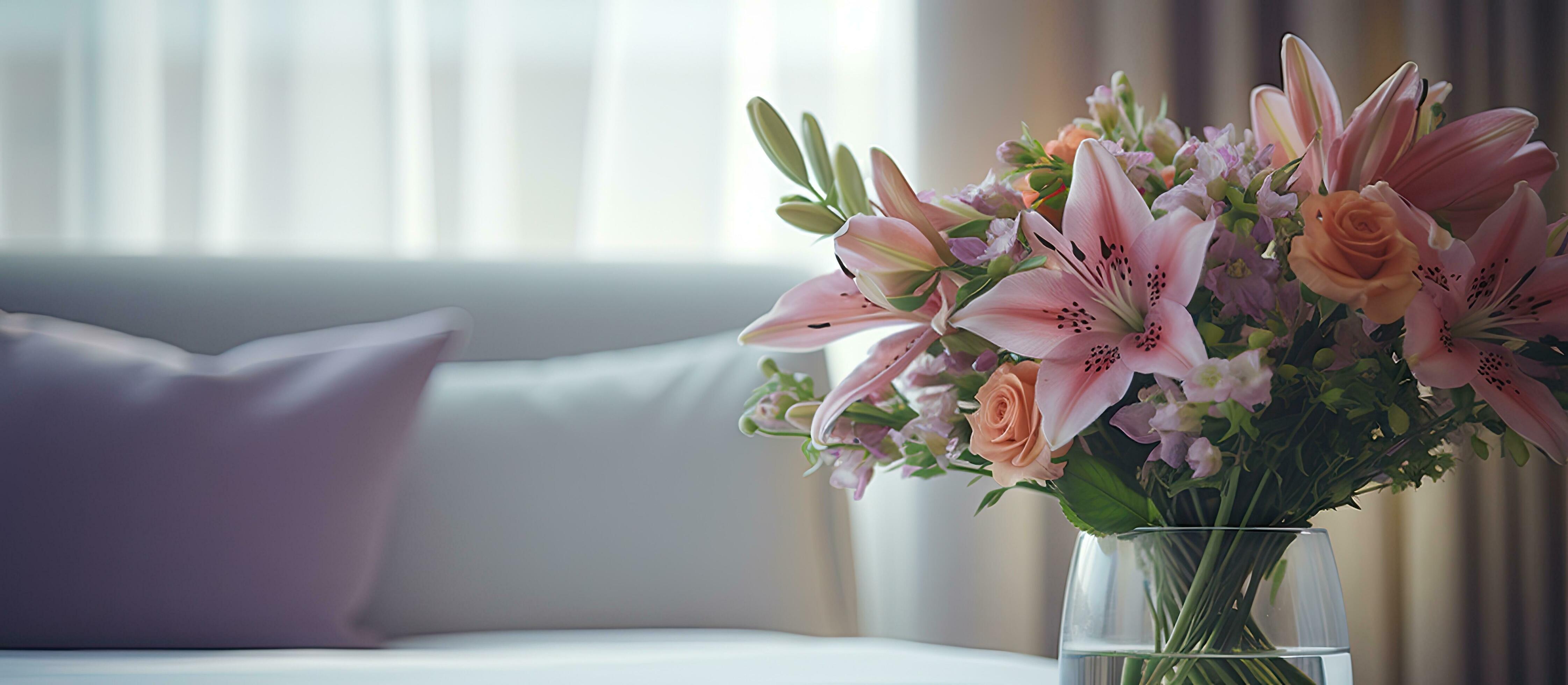 Flower decoration in hotel room Stock Free