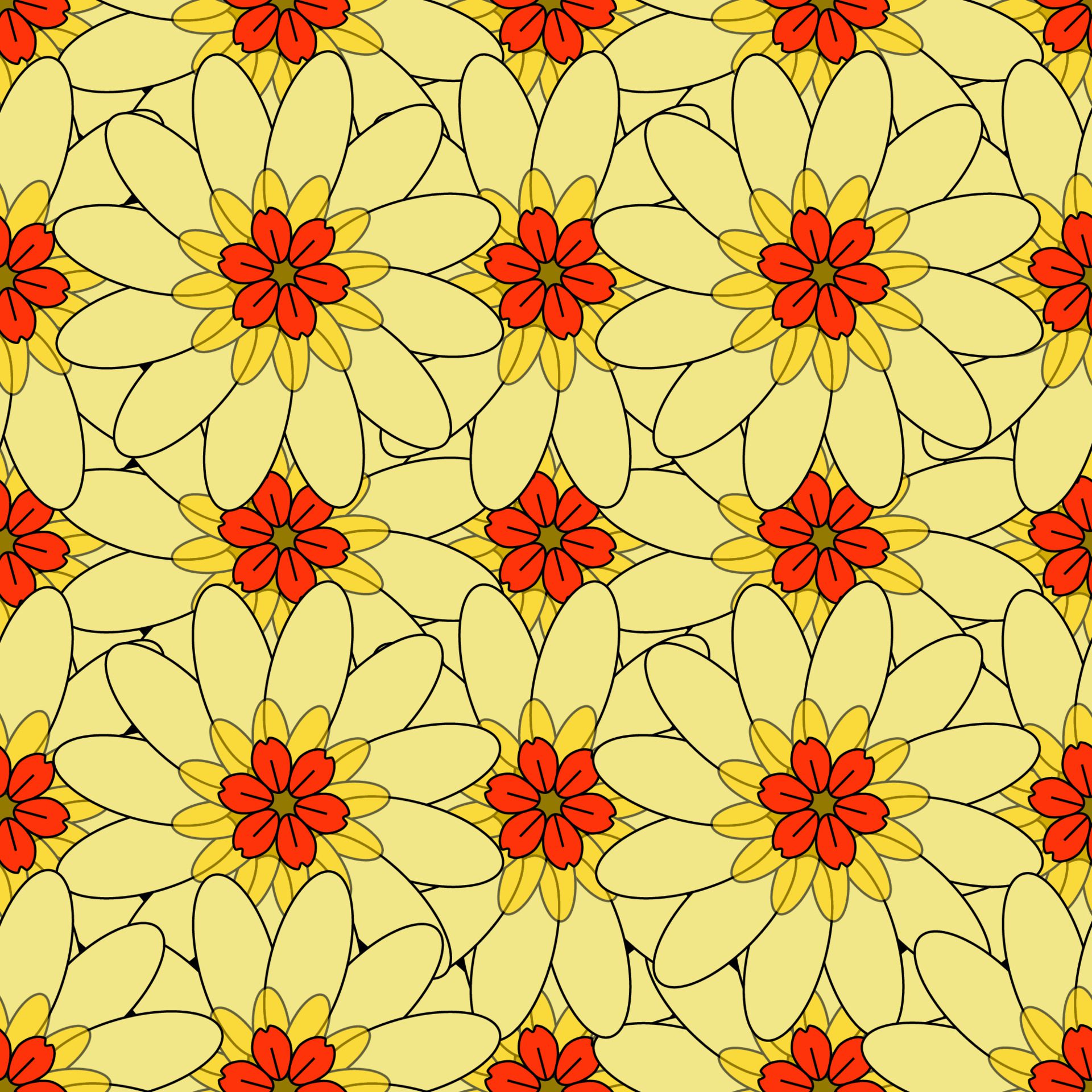 Flowers colored Pattern Free Vector