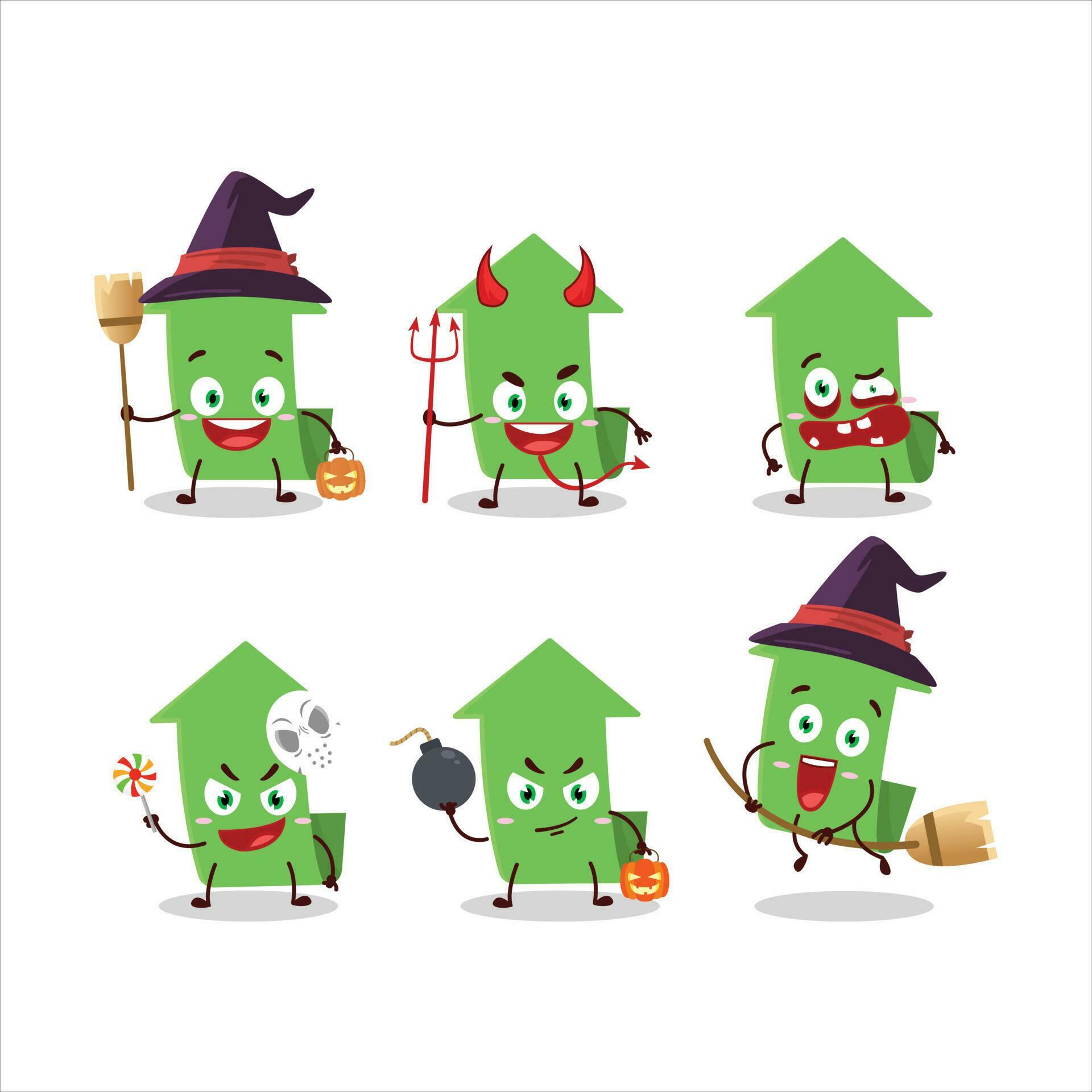 Halloween expression emoticons with cartoon character of arrow up Stock Free and Free SVG