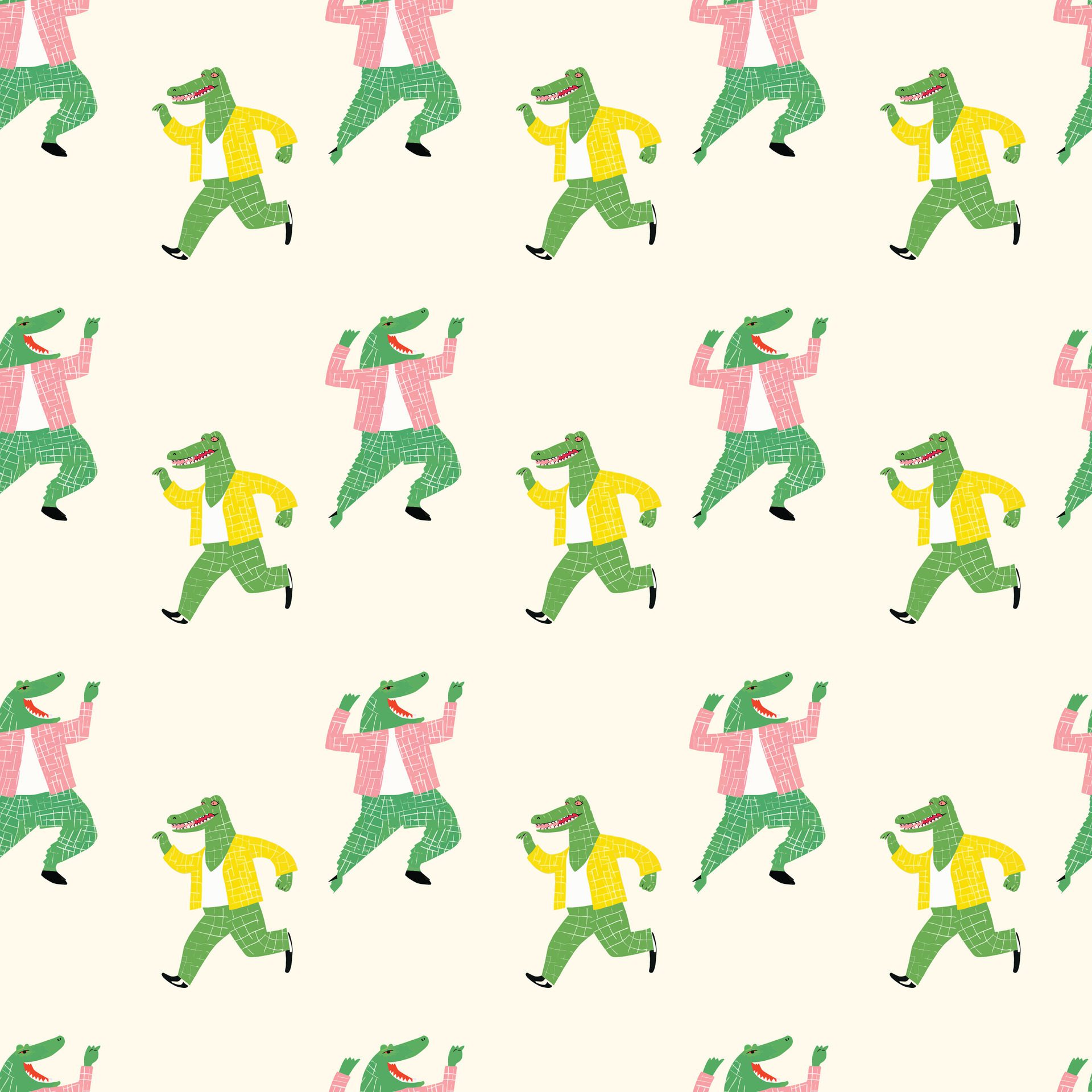 crocodile dance Seamless-Pattern-Design Free Vector