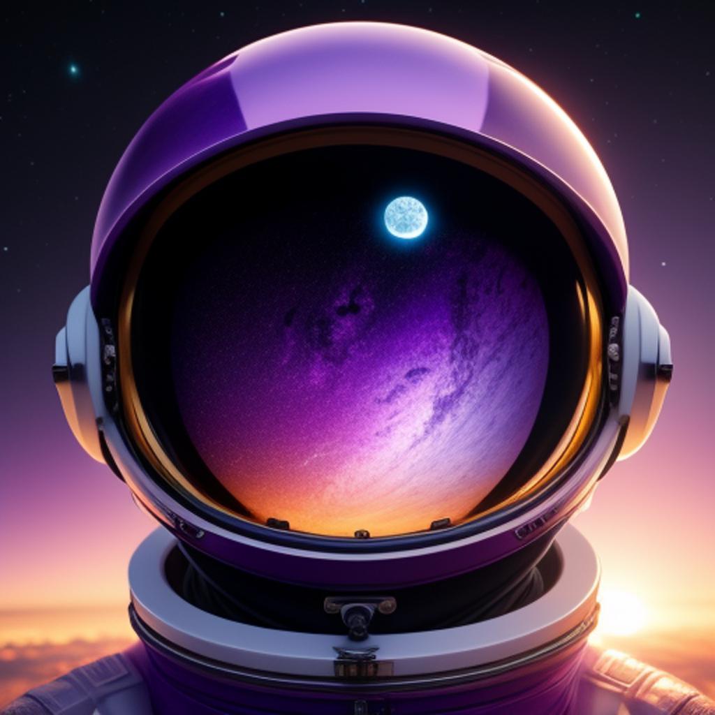 Astronaut purple sky face by @ai_generated