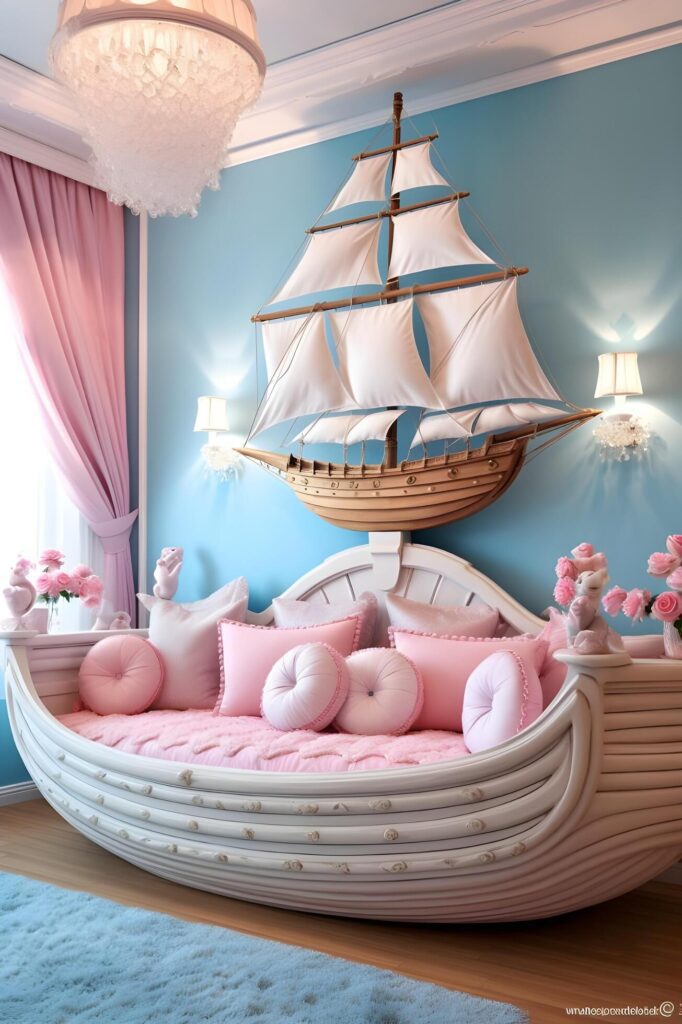 Adventurous Dreams Cute and Maritime-inspired Pirate Room for Kids Free Photo