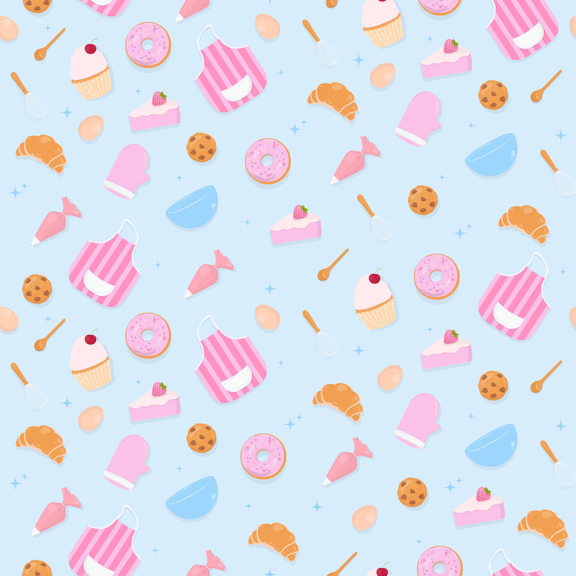 Baking utensils and bakery seamless pattern Free Vector