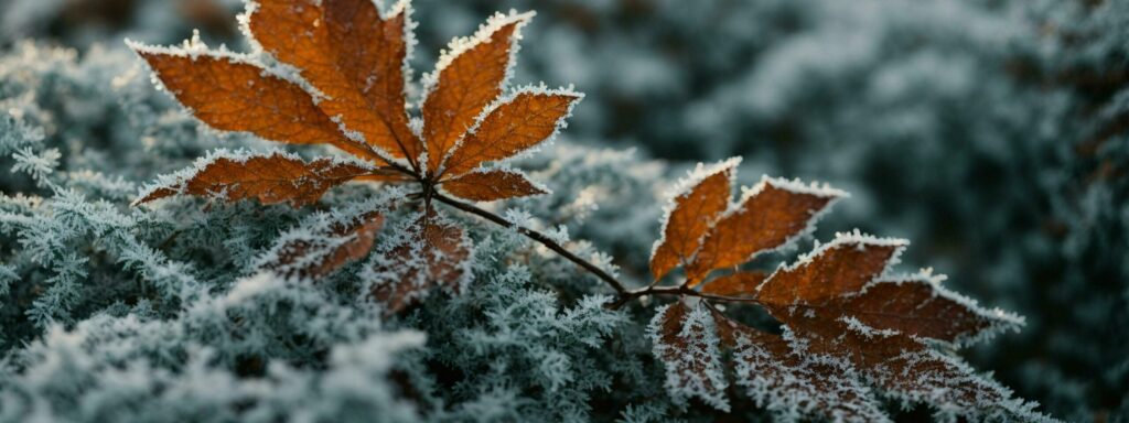 banner winter nature in on the intricate frost patterns on leaves, branches, or even water surfaces Free Photo