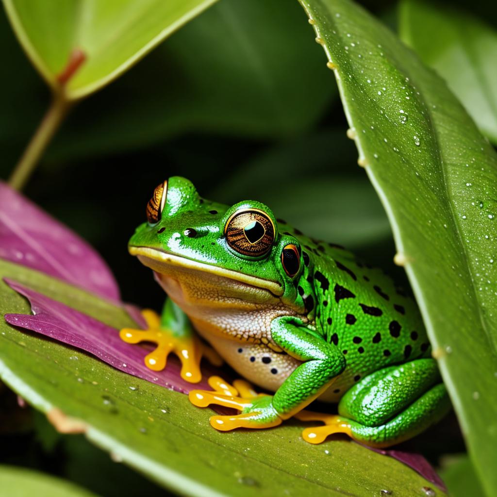 Colourful frog on a by @ai_generated