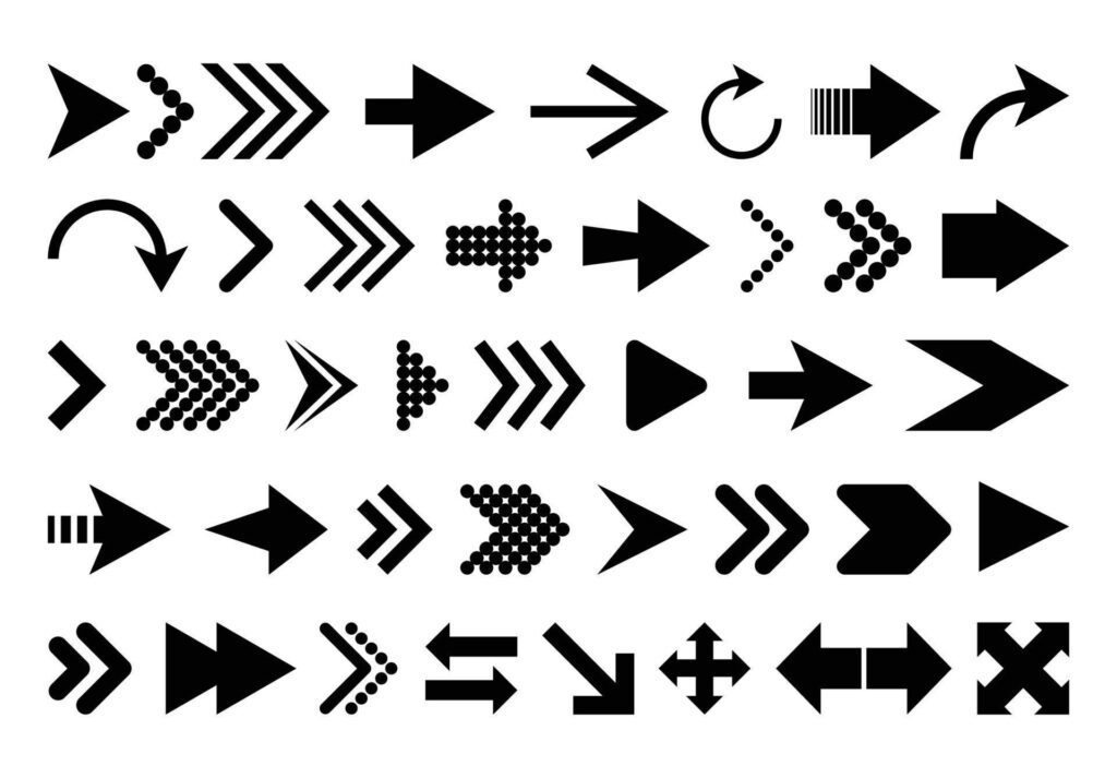 set of black arrows vector design Stock Free