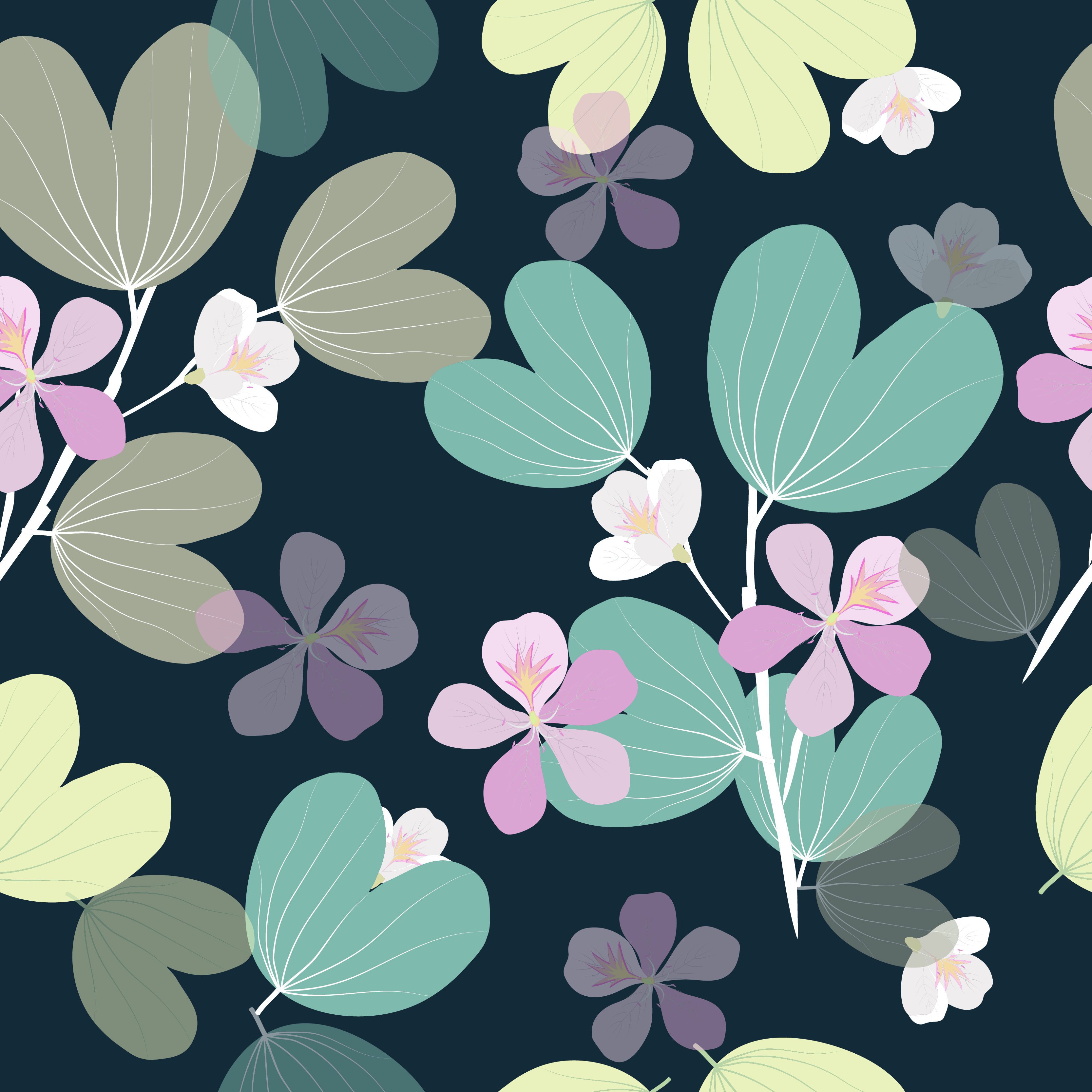 Bold Pastel Floral Seamless Pattern Free Vector