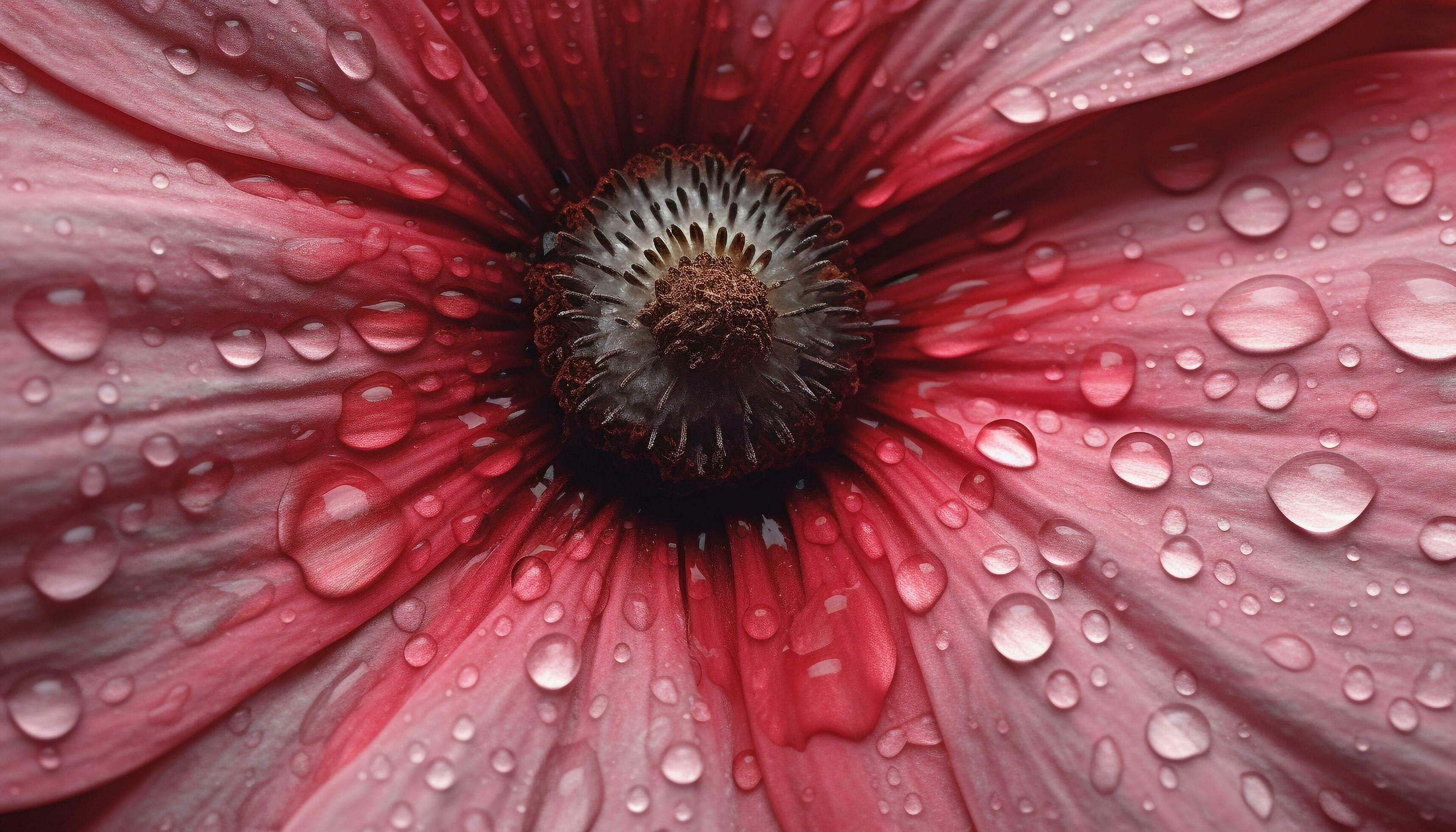 Nature beauty in a single flower, wet with dewdrops generated by AI Stock Free