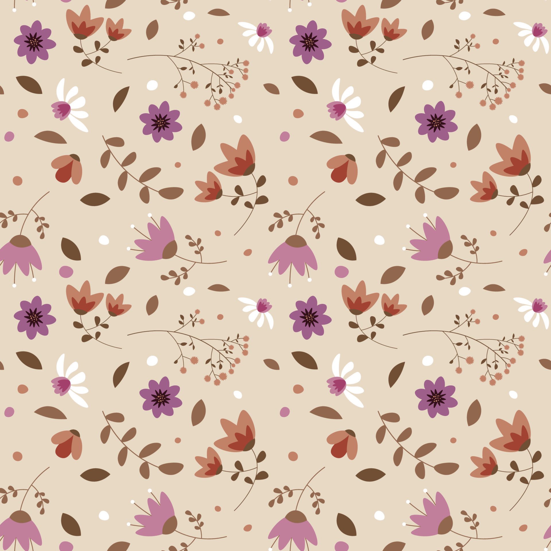 Floral pattern in seamless style. Free Vector