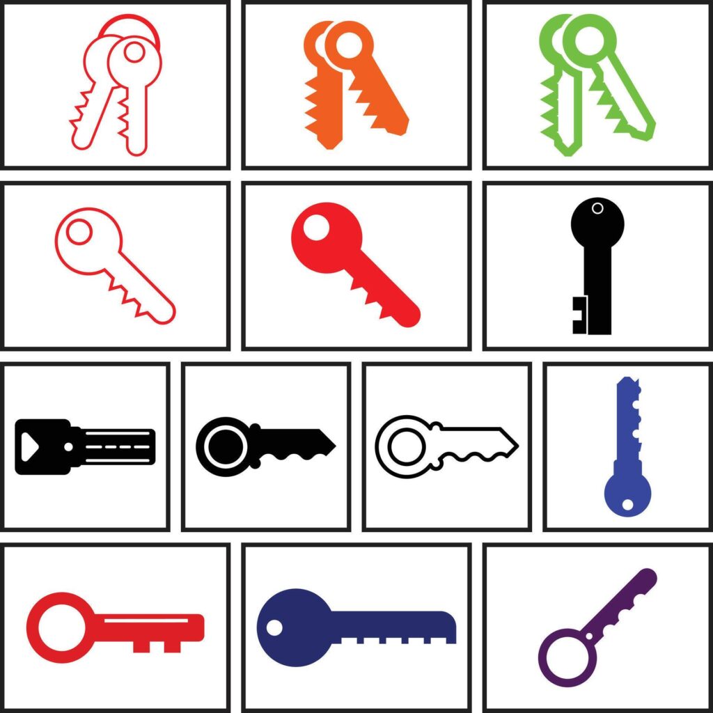 Set Icon of key design Stock Free