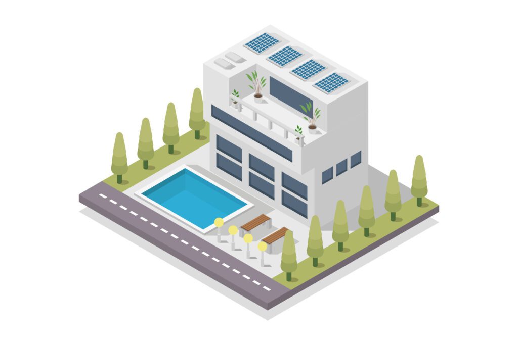 Modern house isometric on white background Free Vector