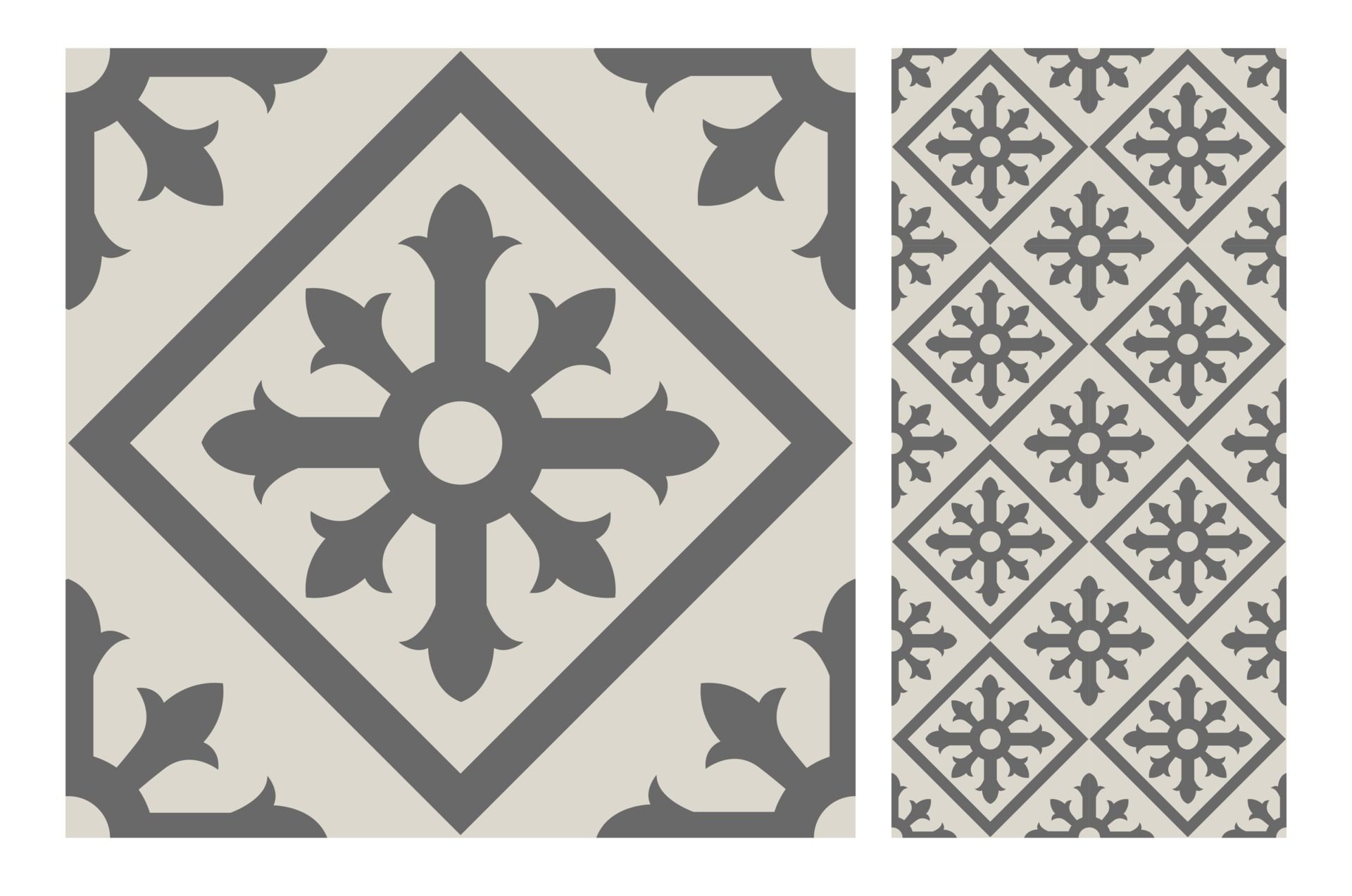 vintage tiles patterns antique seamless design Free Vector