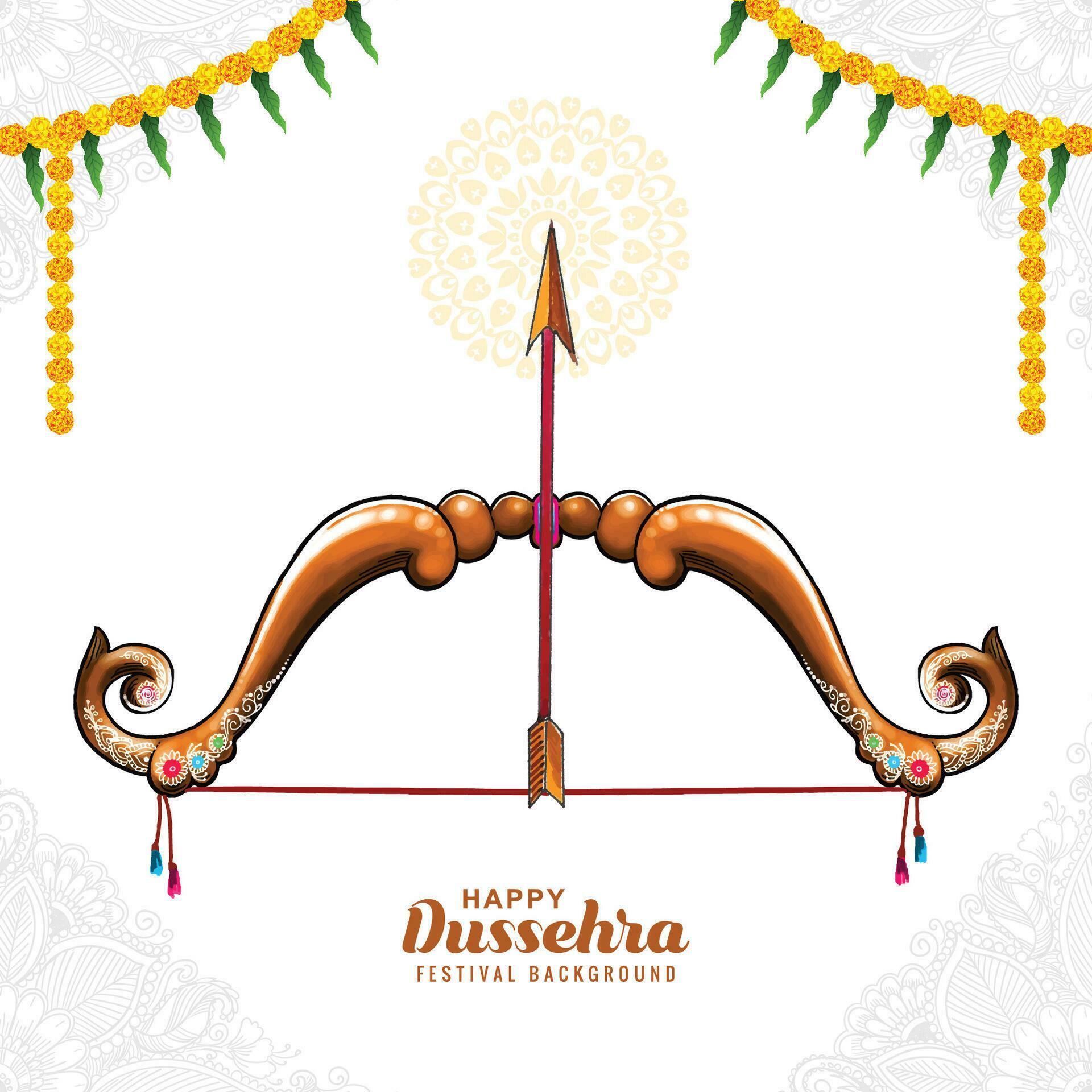 Happy dussehra bow and arrow card background Stock Free