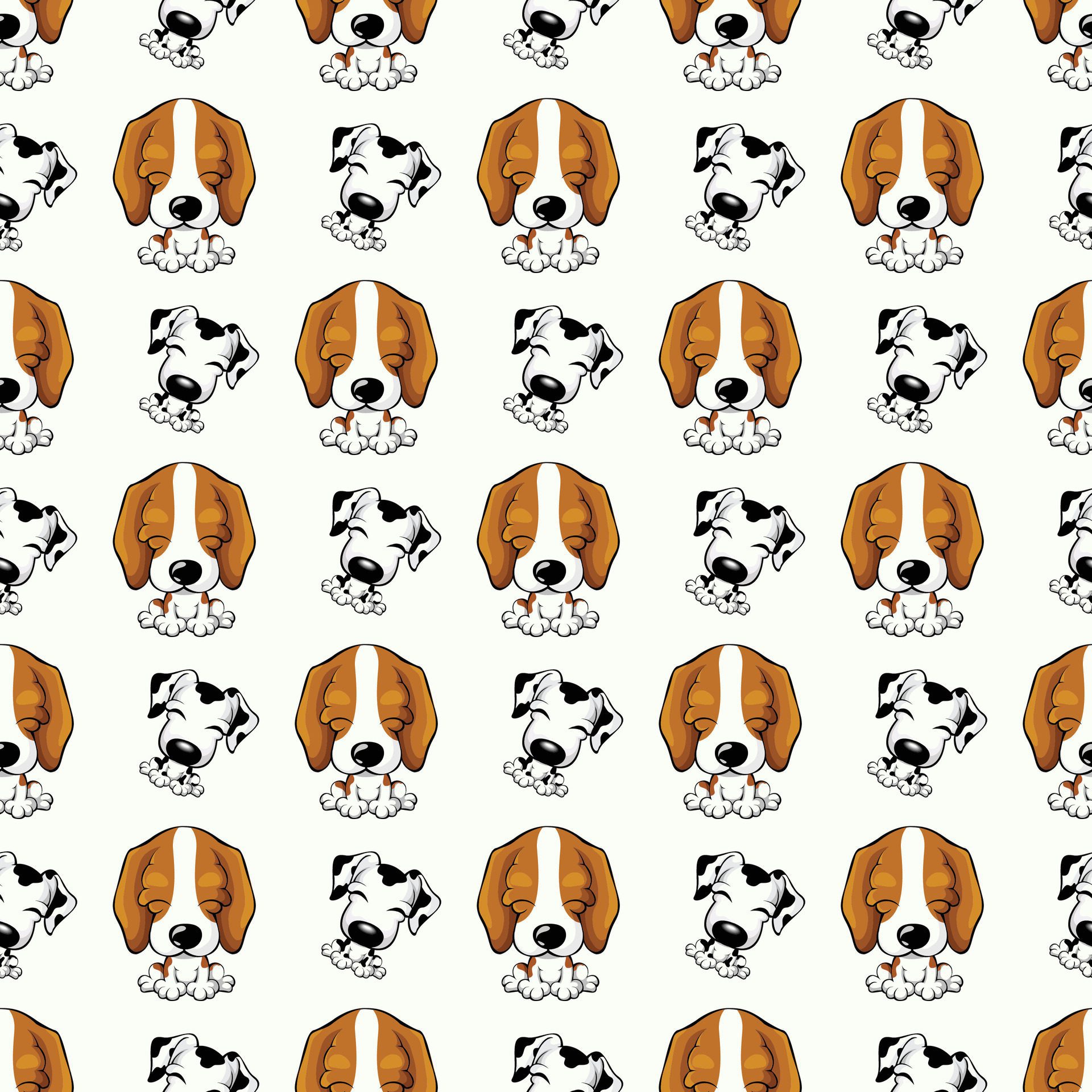 Funny Shaped Dog Faces Seamless Pattern Design Free Vector