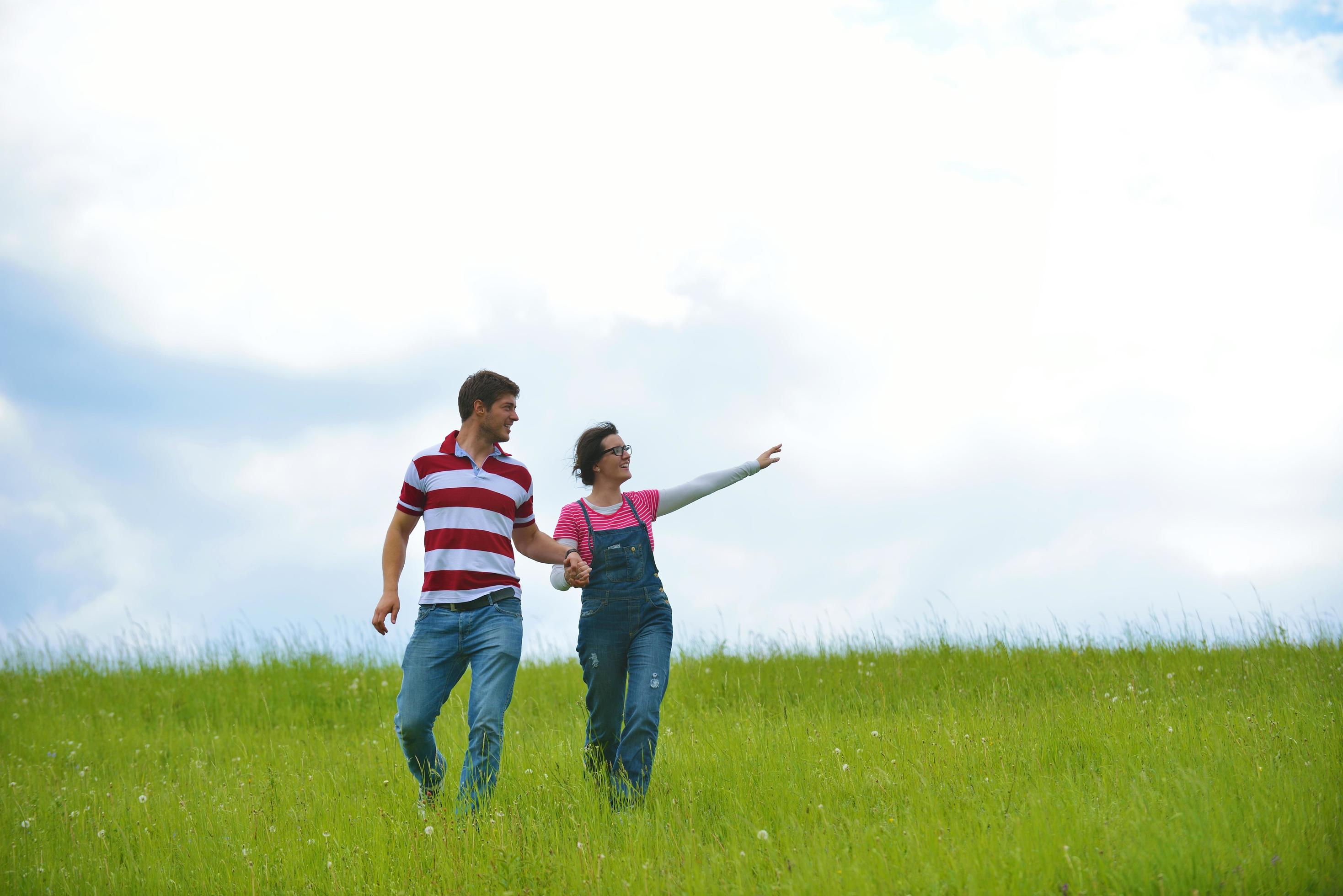 romantic young couple in love together outdoor Stock Free