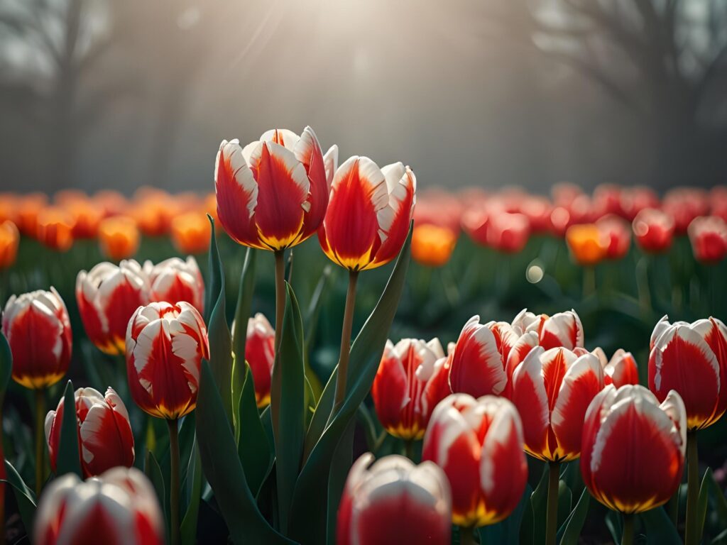 Beautiful tulip flower on a dark background tulips flower Stock Free