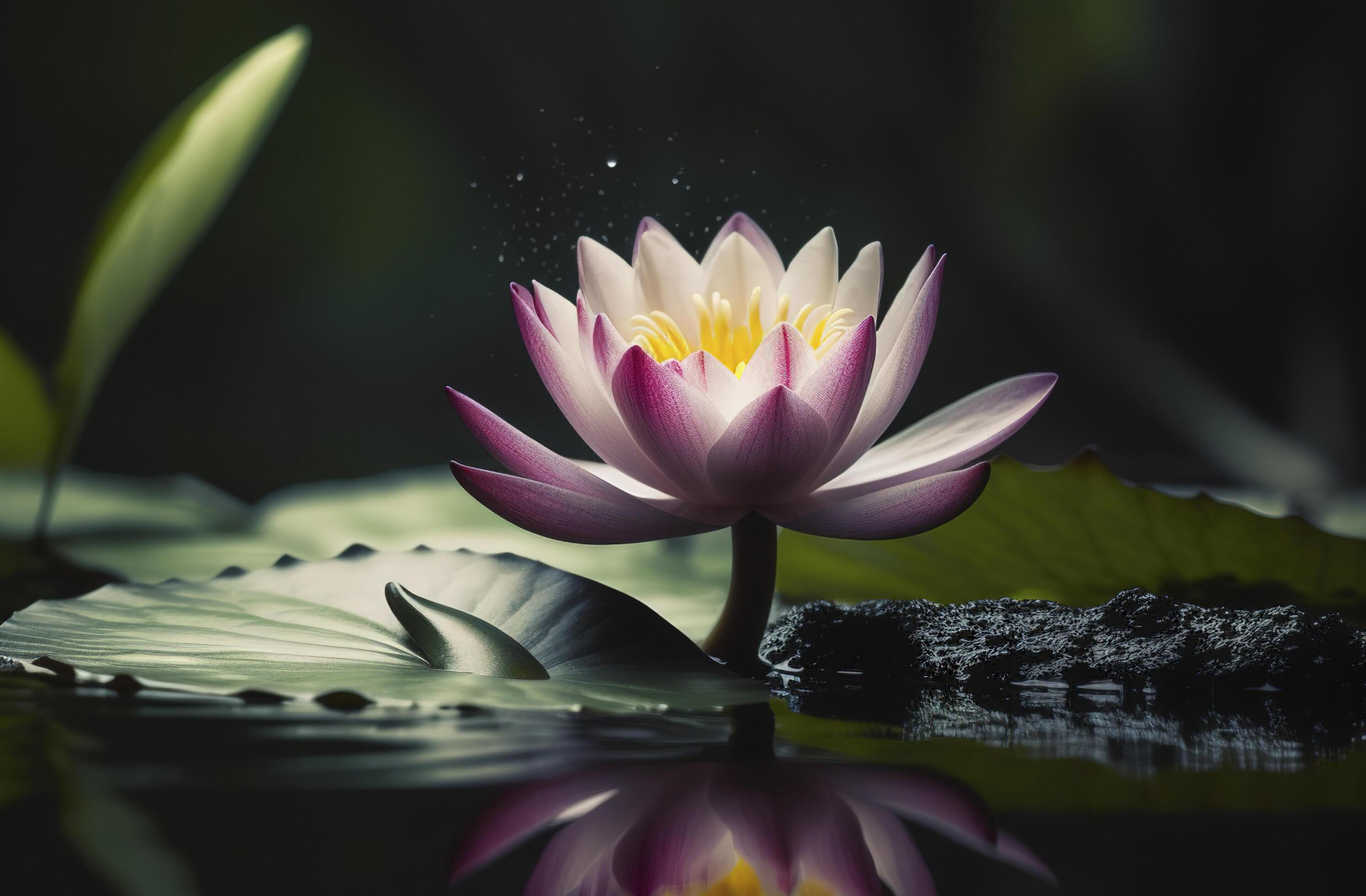 Beautiful Flower or Water Lily Floating on water , Stock Free