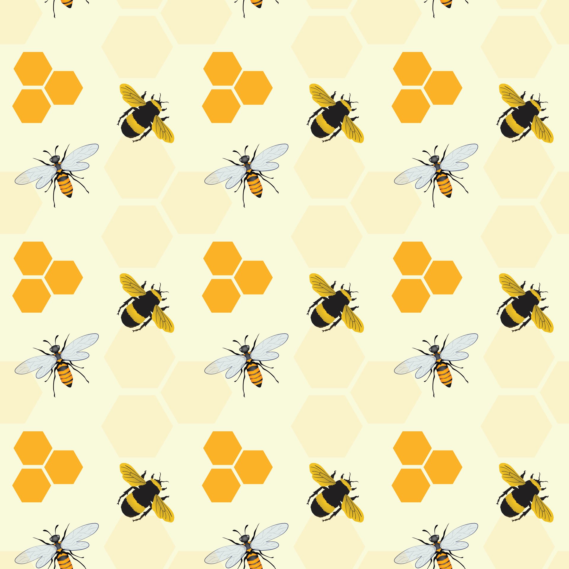 Bee Party Seamless Pattern Design Free Vector