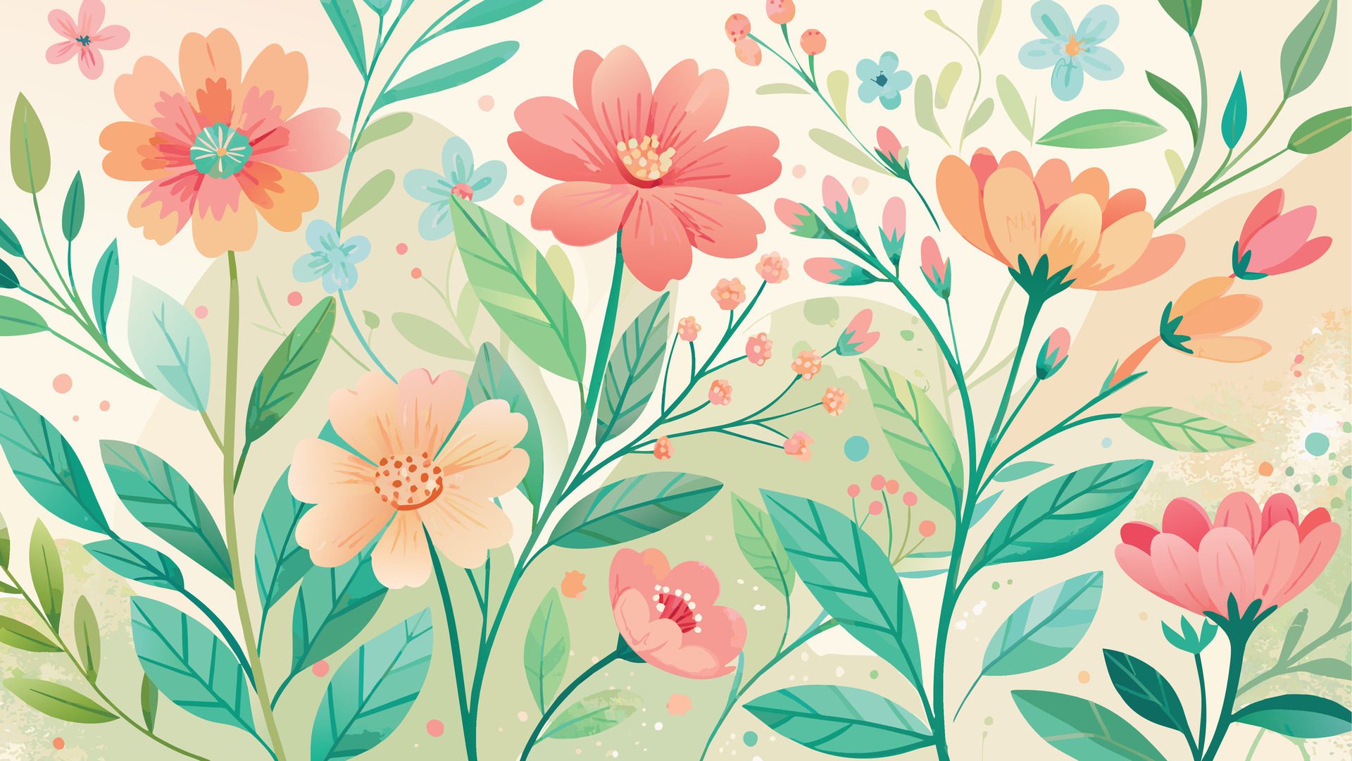 watercolor Floral seamless pattern with flowers and leaves. Hand drawn vector Free Vector