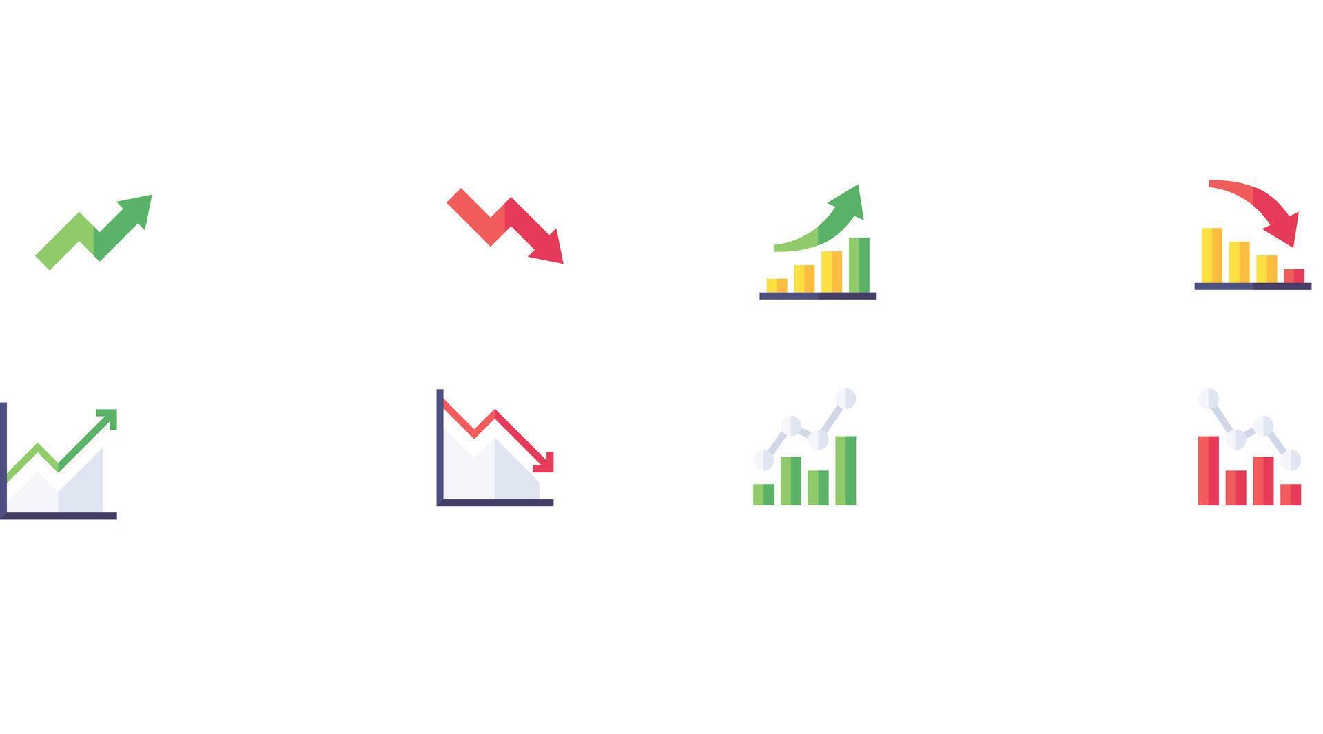 set of different arrows and business, financial and daily use arrows vector art icons Stock Free