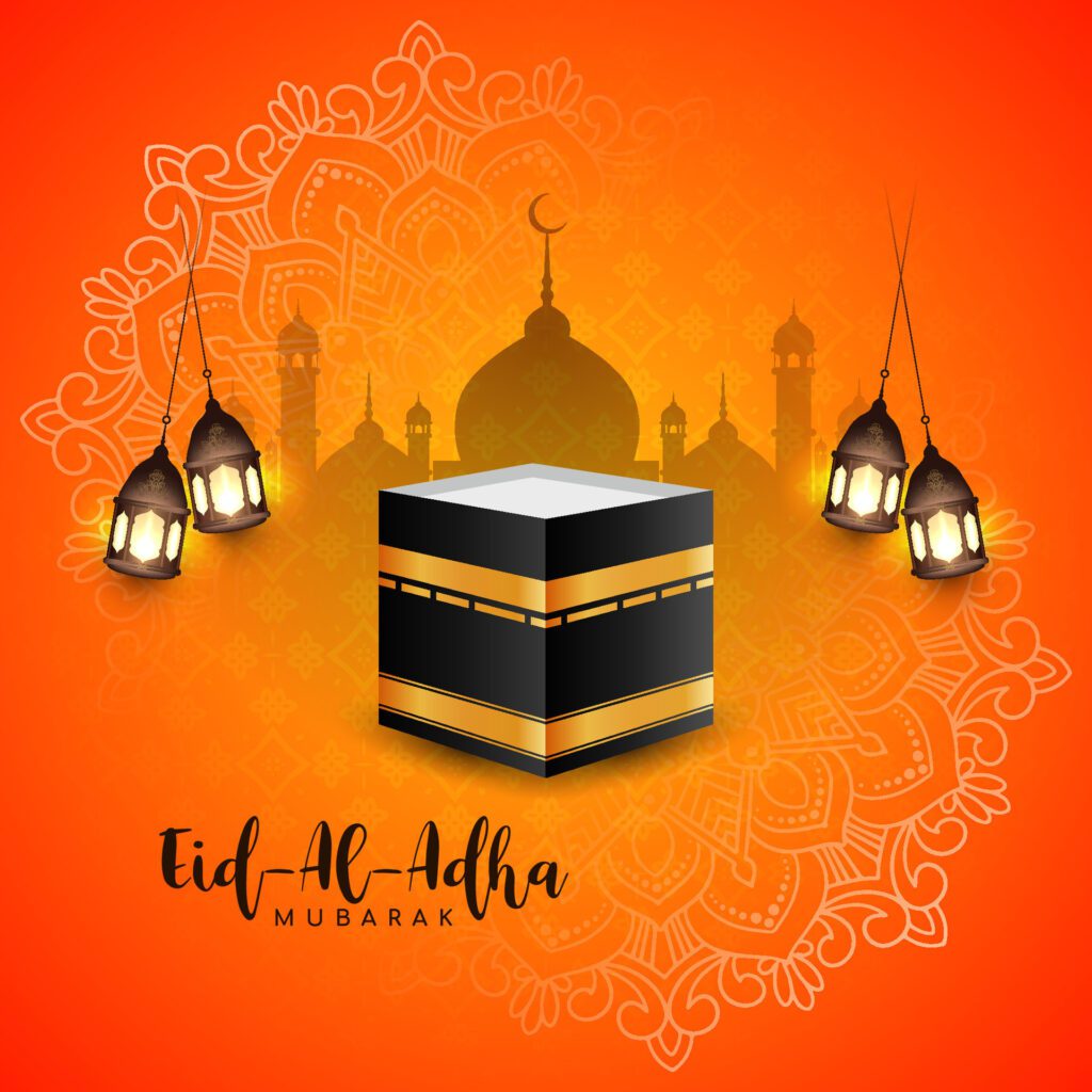 Elegant Eid Al Adha mubarak cultural Islamic festival background Free Vector