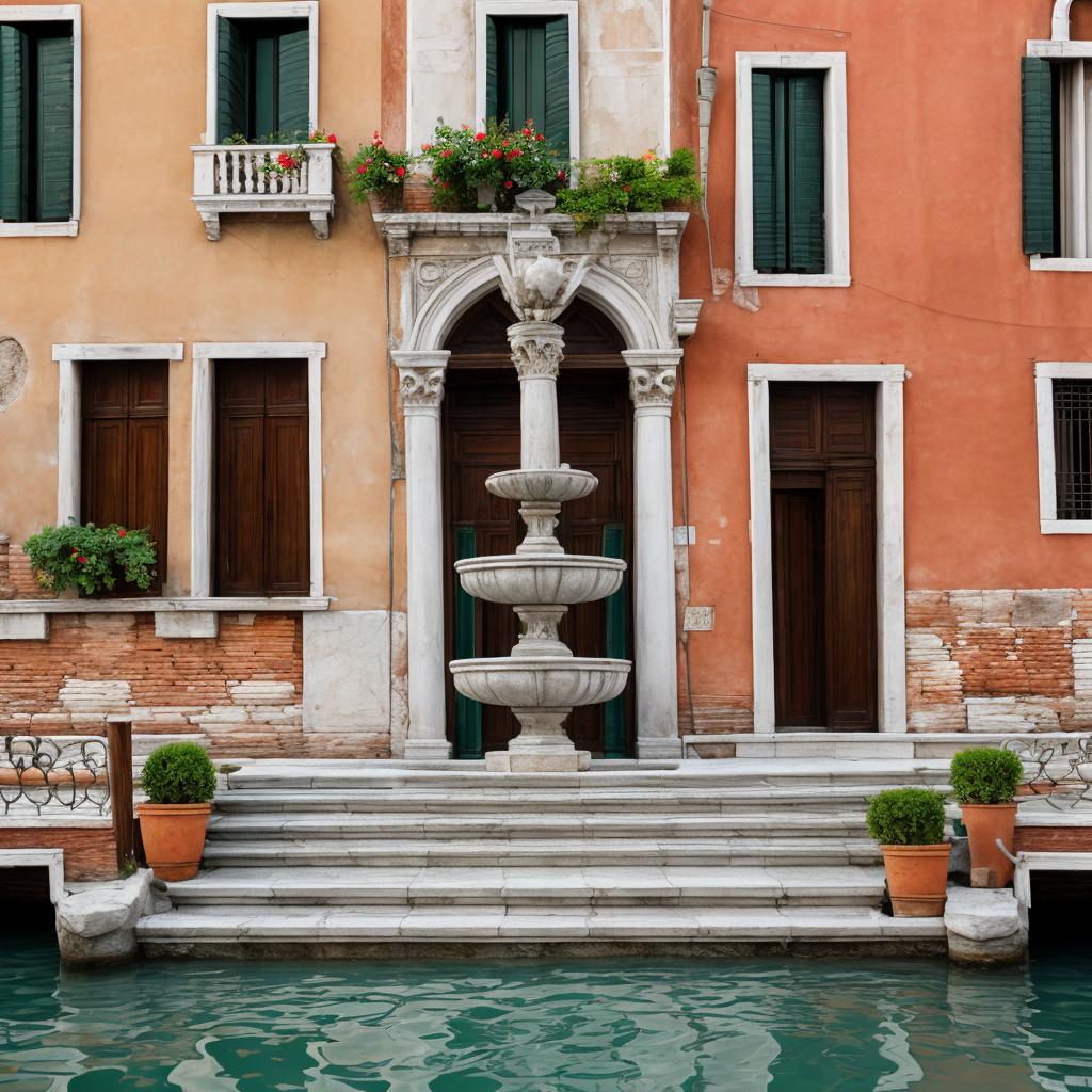 Venice italy steps fountain by @ai_generated