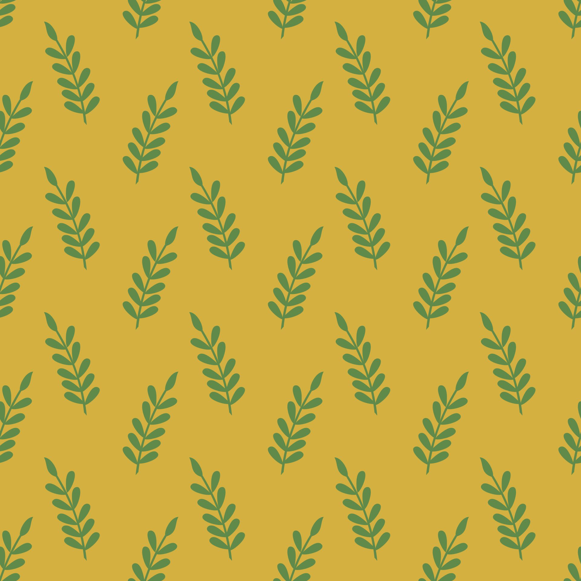 Green leaf seamless vector pattern isolated on yellow backdrop.Design for use backdrop all over textile fabric print wrapping paper and others. Free Vector