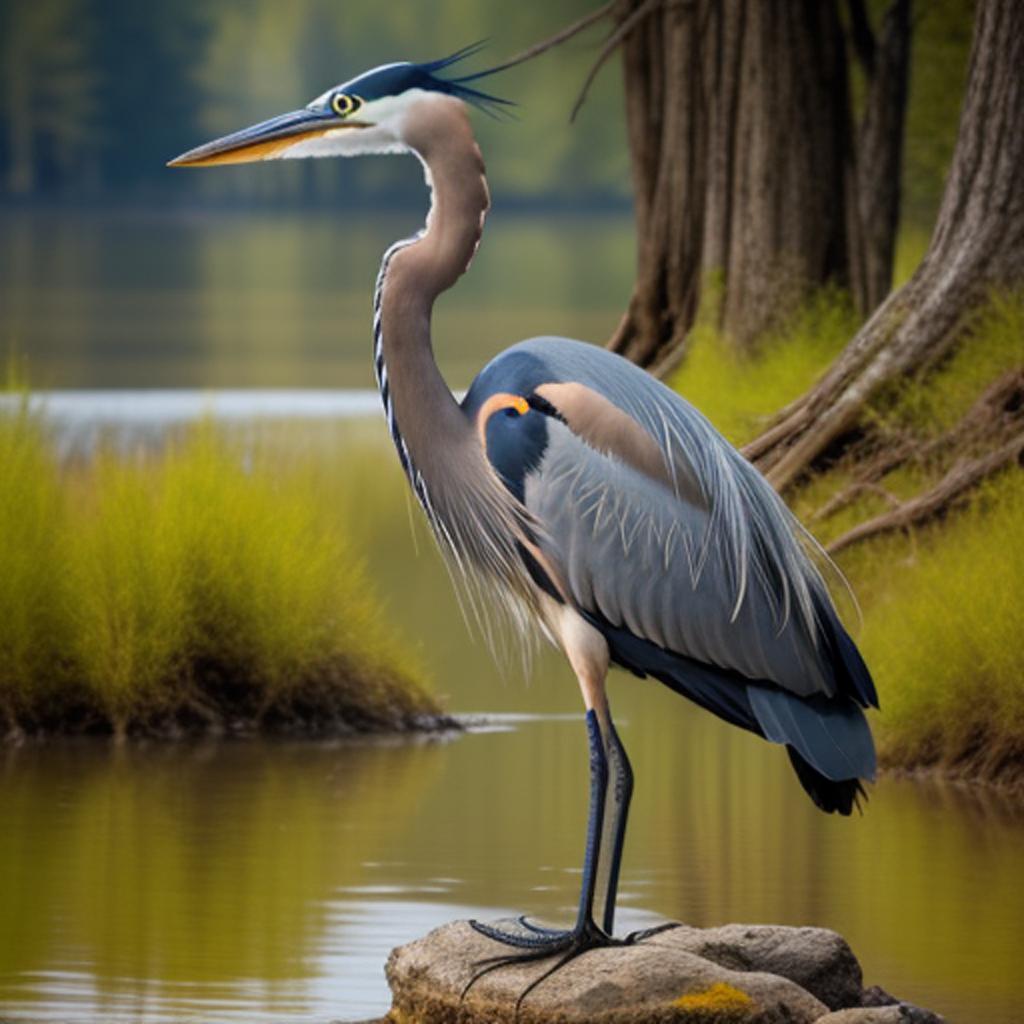 Blue heron Nature photography, by @ai_generated