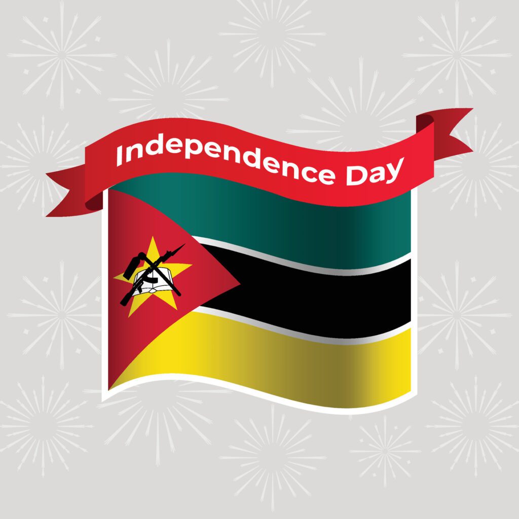 Mozambique Wavy Flag Independence Day Banner Background Free Vector