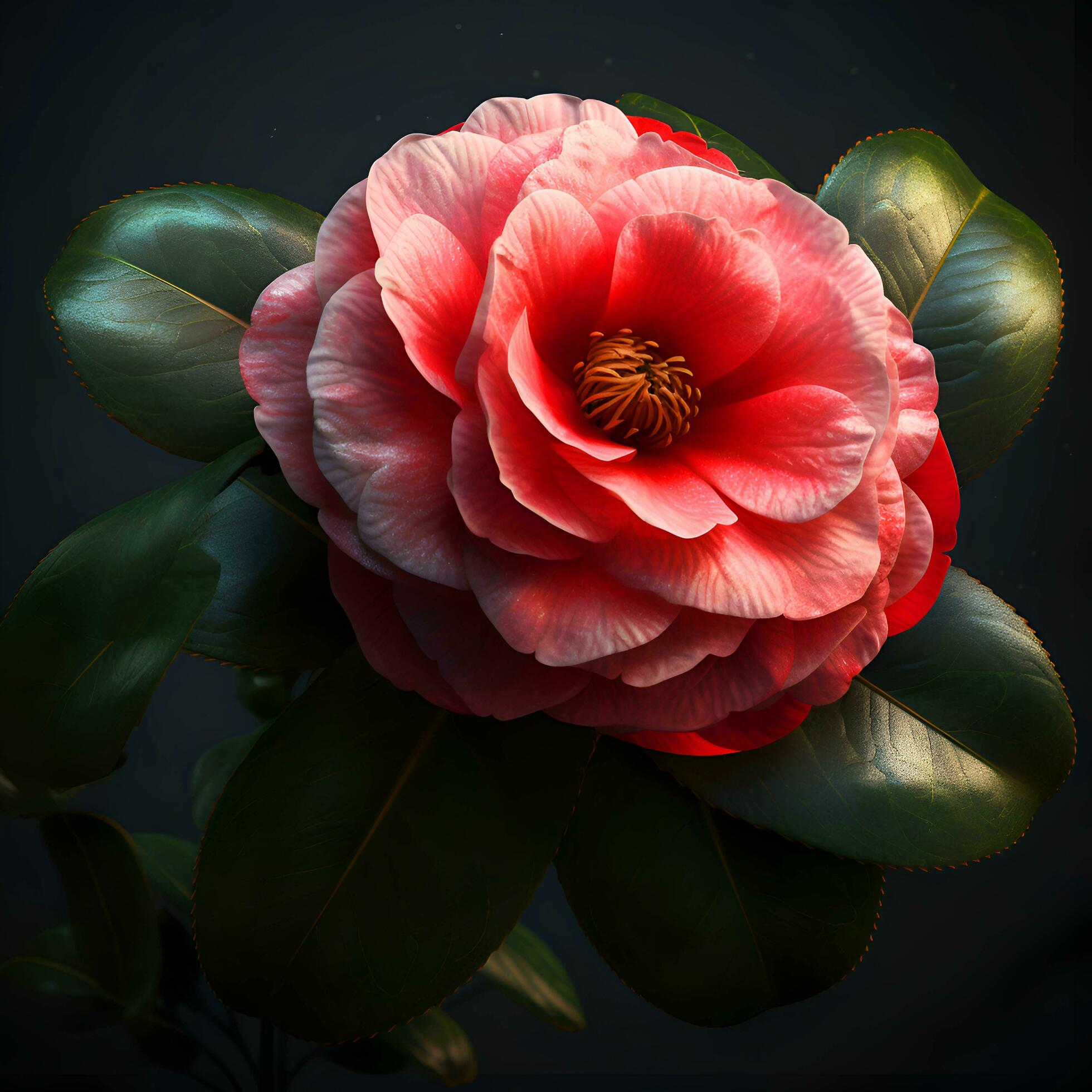 Beautiful camellia flower on black background close-up Stock Free