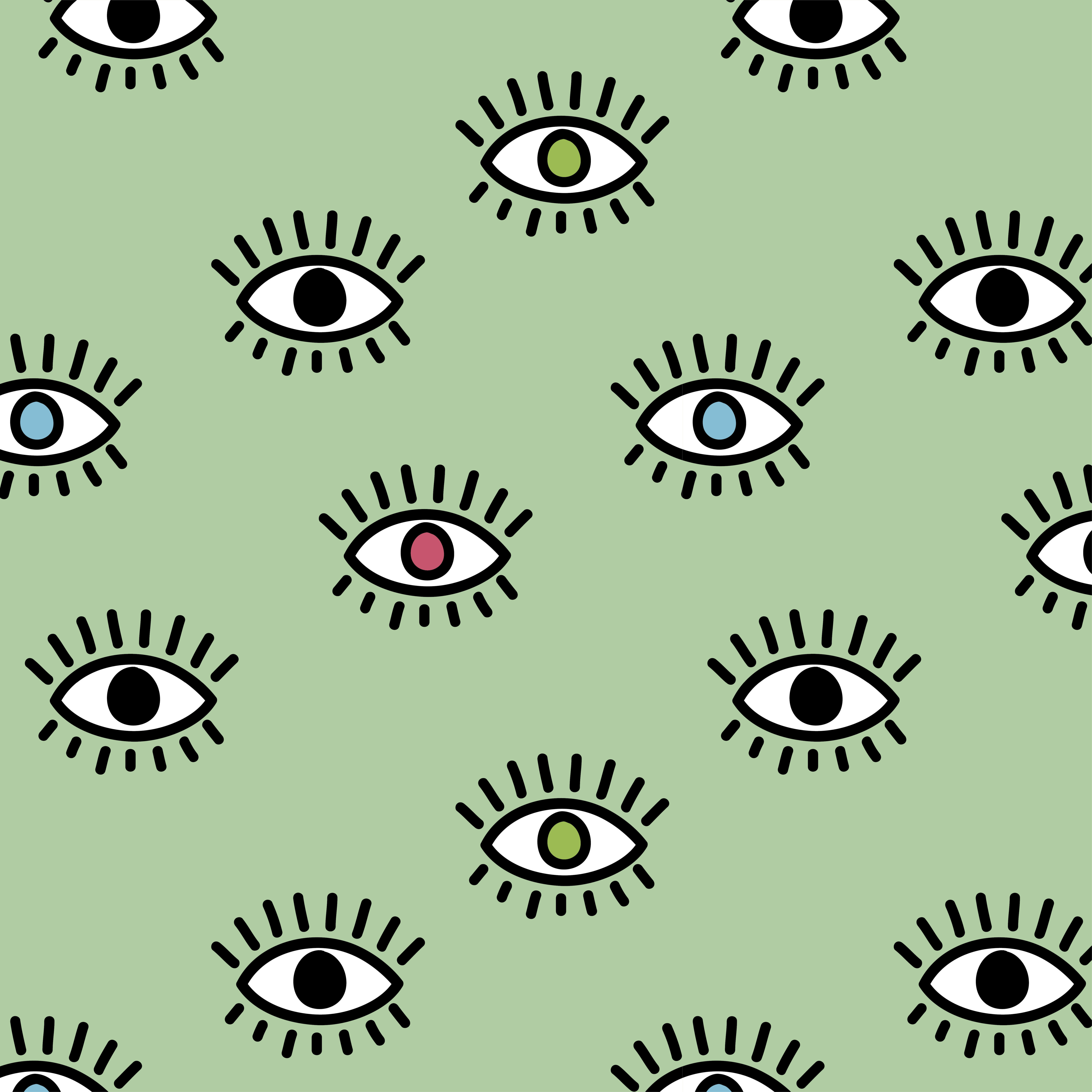 Cute pattern with eyes Free Vector