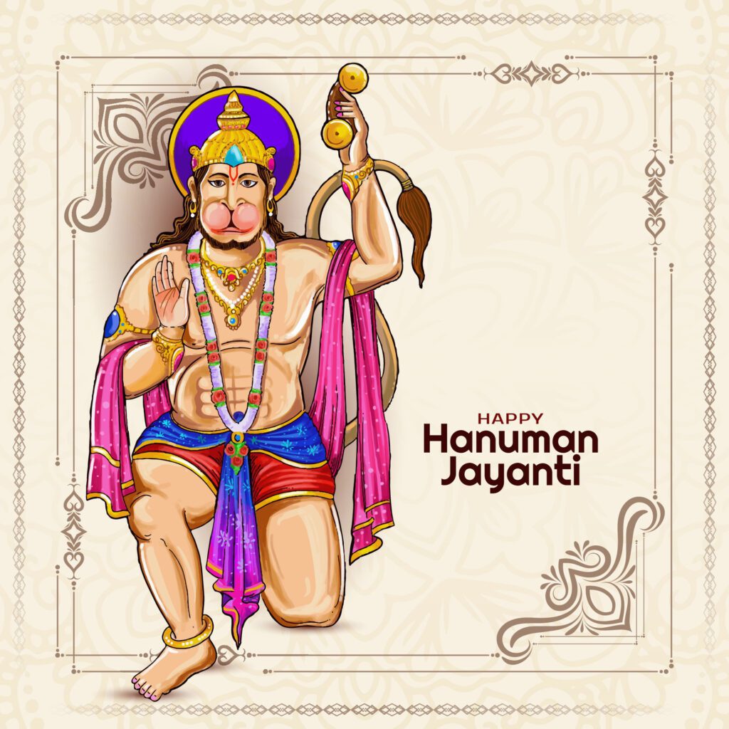 Happy Hanuman Jayanti Indian religious festival background design Free Vector